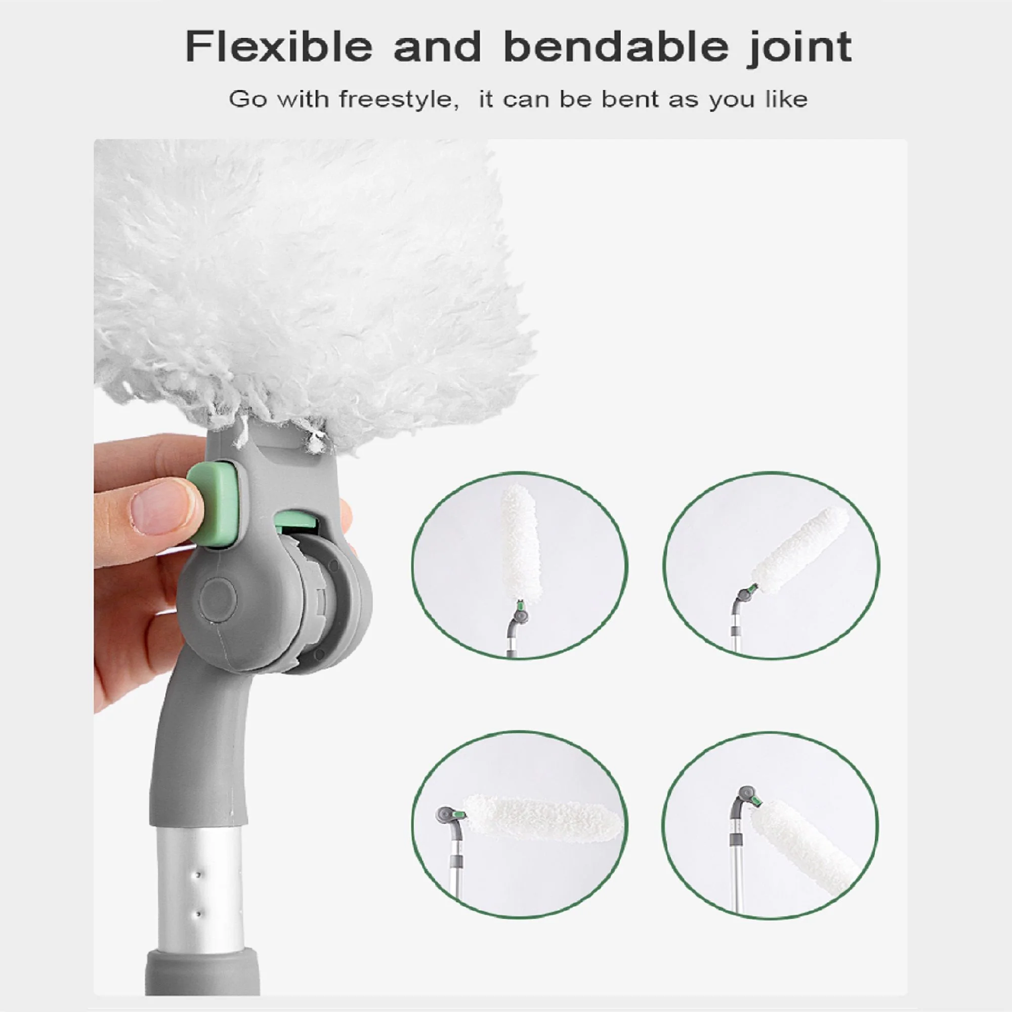 Long Handle Duster With Extension Bar, Home Dust Collector - White - Image 8