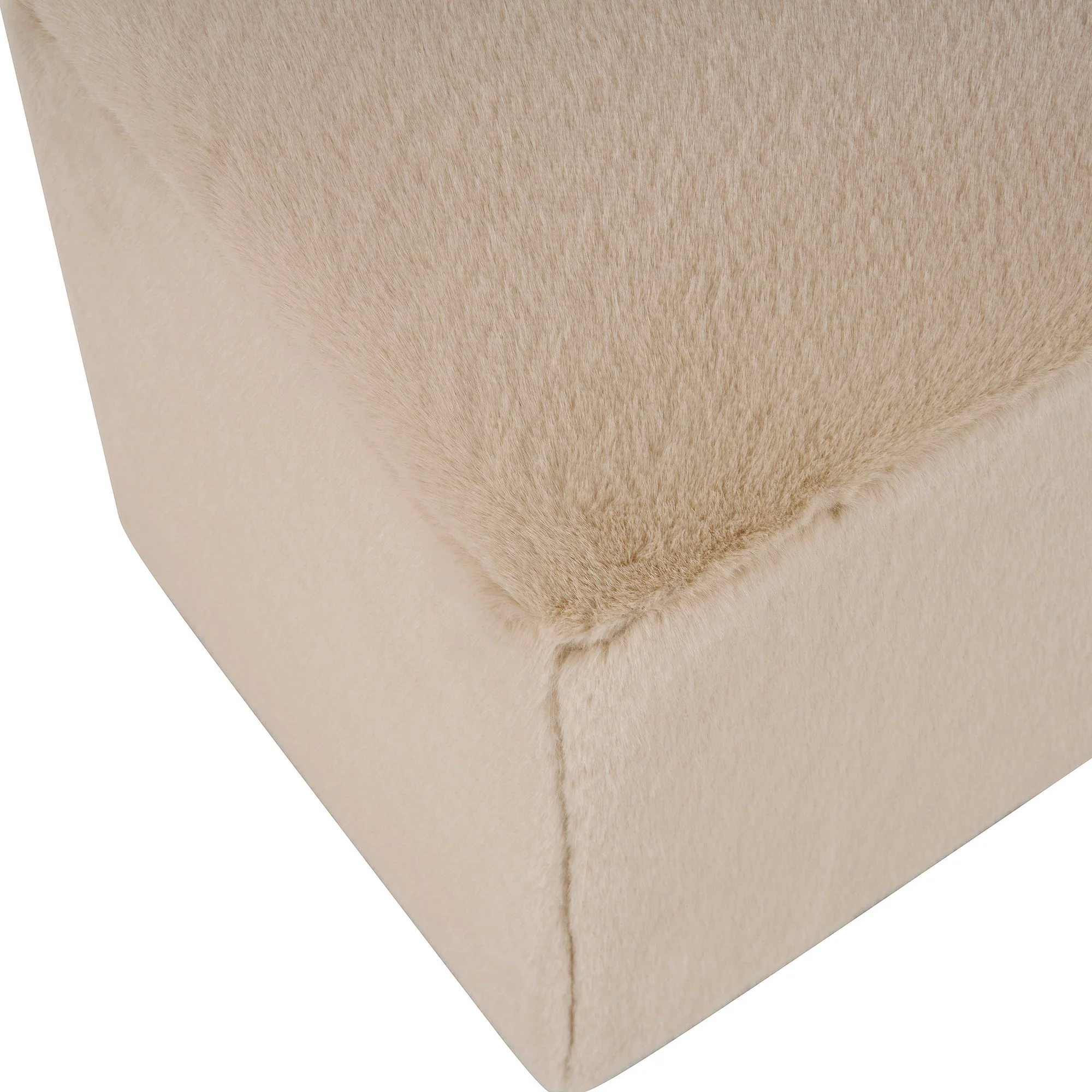 Long Plush Ottoman, Simple Footstool And Seat For Home Use - Almond - Image 9