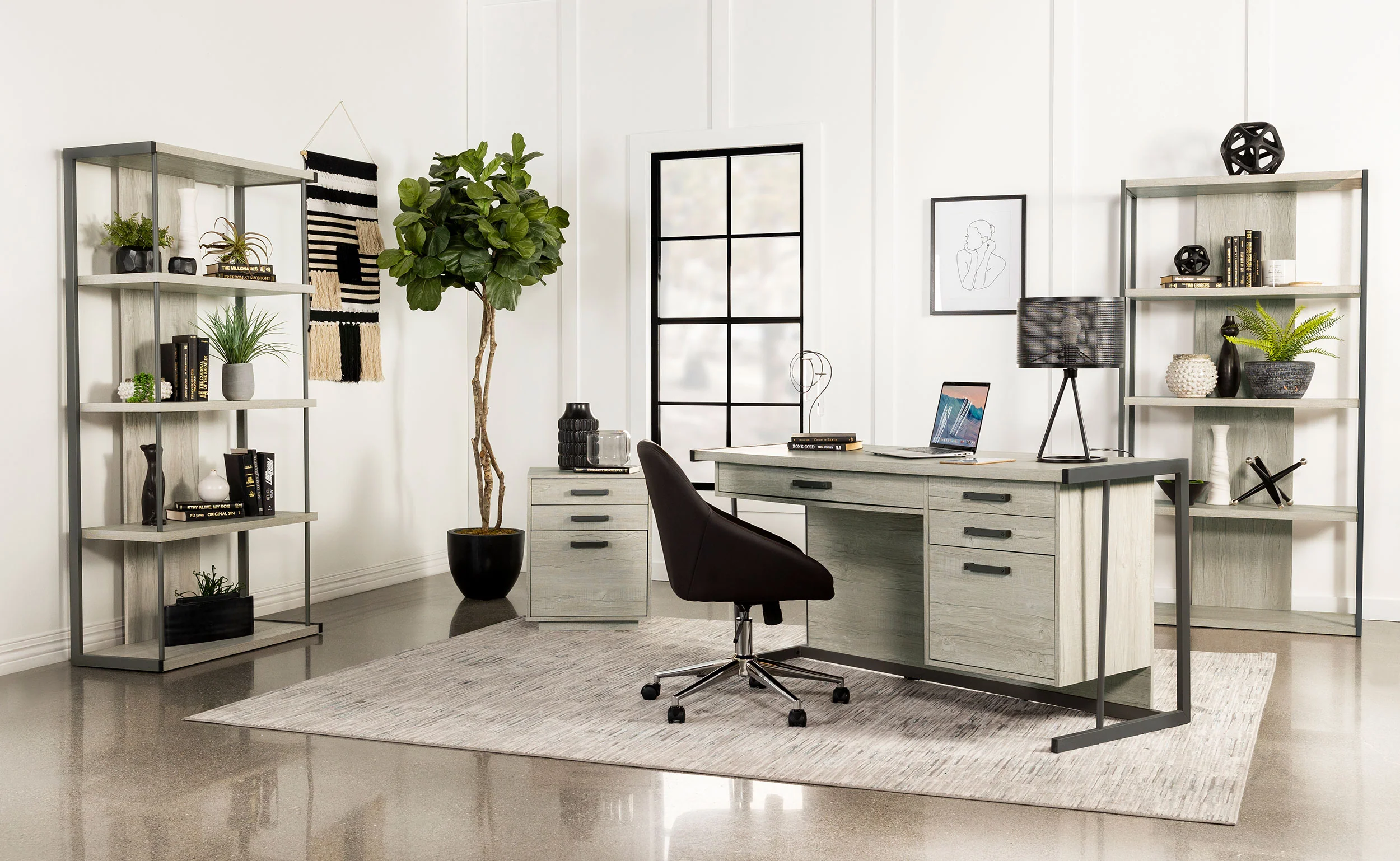 Loomis 3-Drawer Home Office File Cabinet, Whitewashed Grey - Image 12
