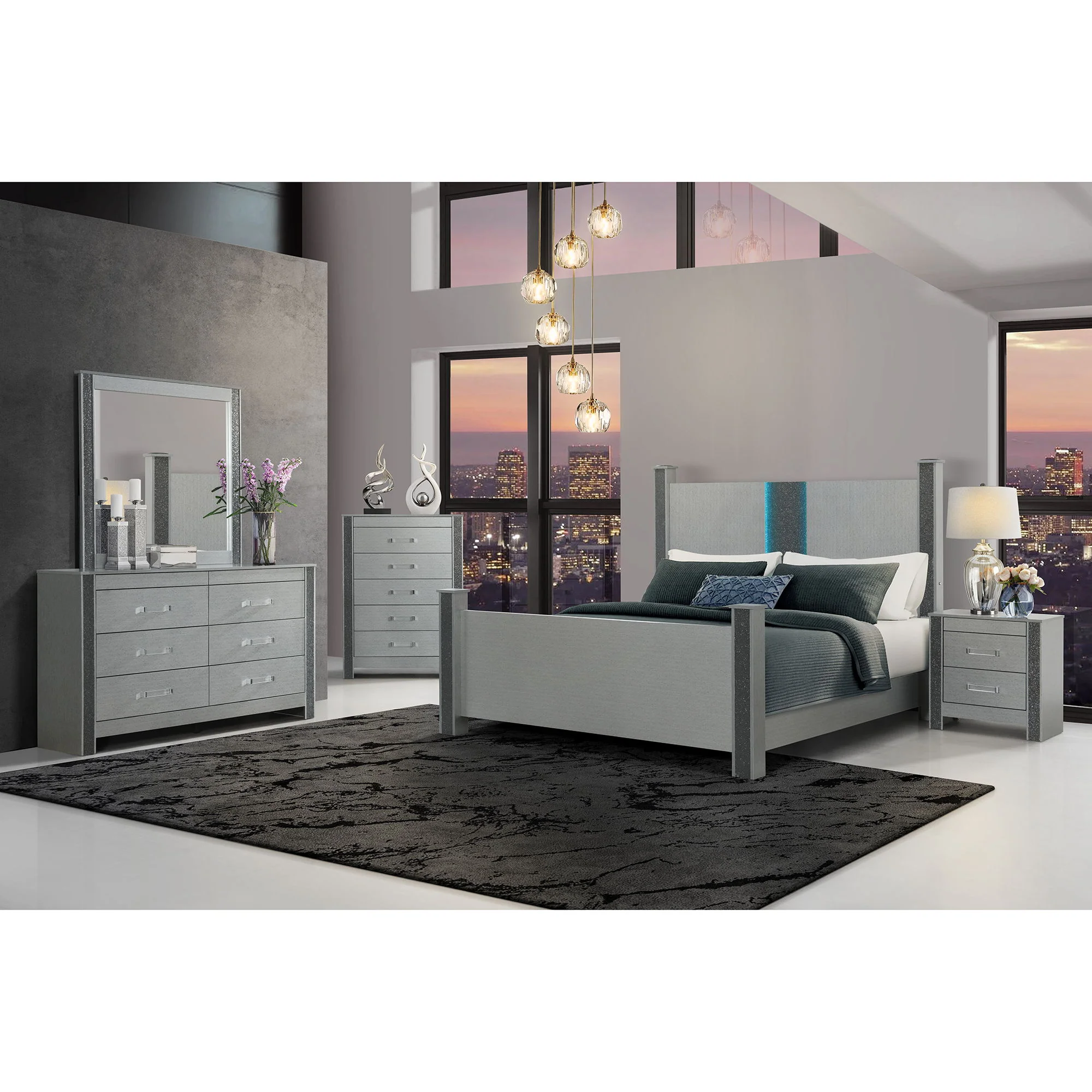 Lorenzo - Nightstand With Hidden Compartment And Handles - Silver - Image 3