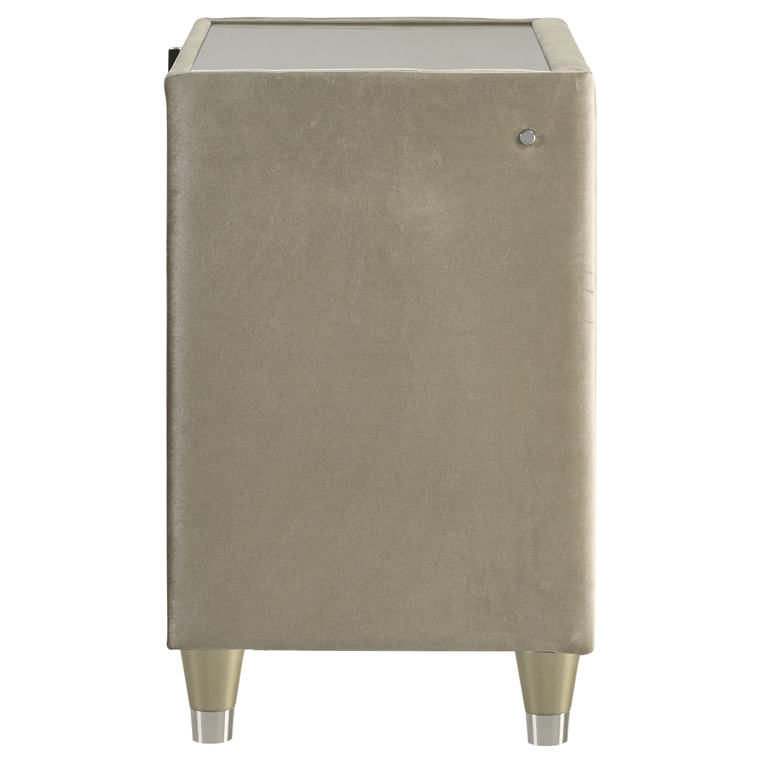 Lorient 2-Drawer LED Nightstand with USB, Ivory and Camel - Image 9