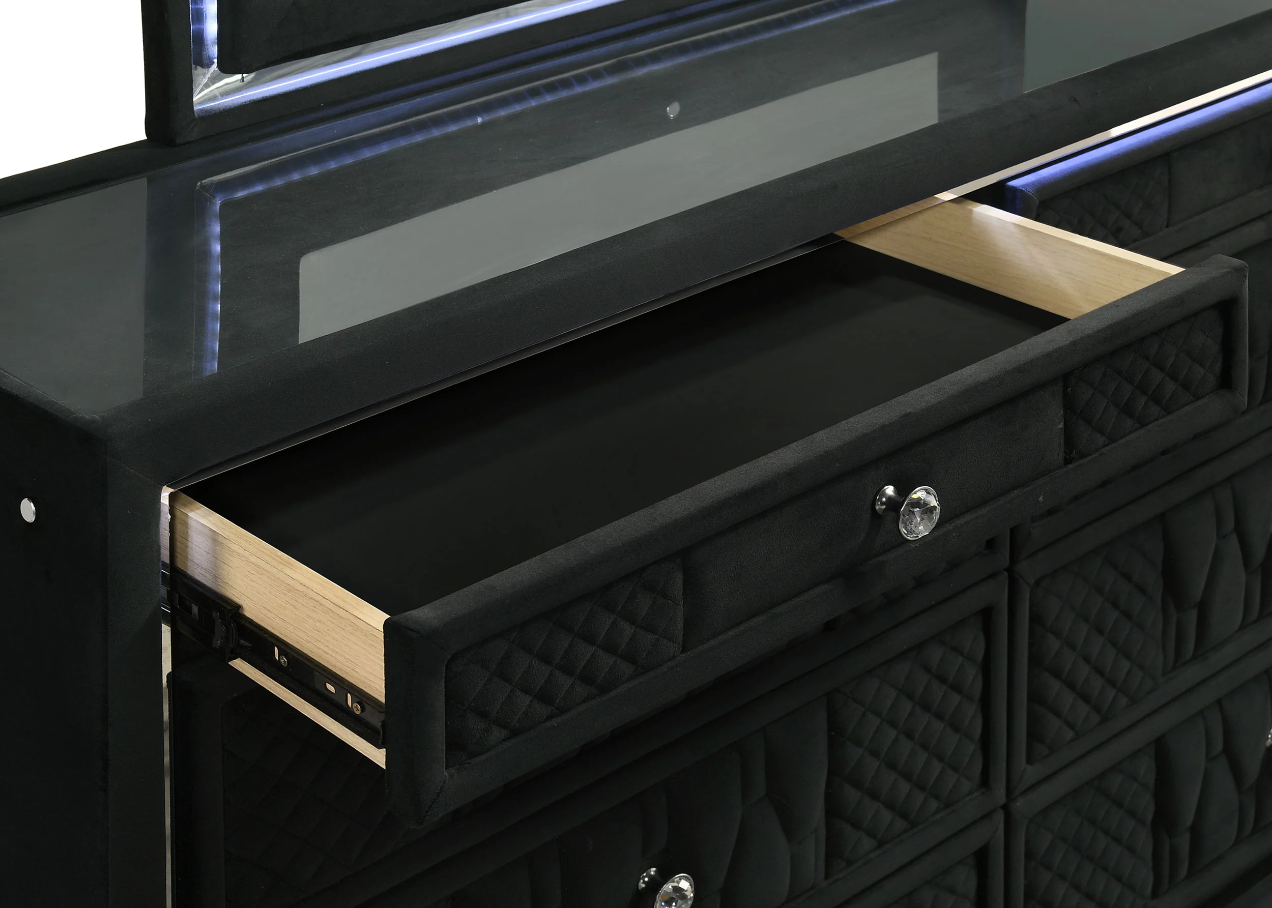 Lorient 8-Drawer LED Bedroom Dresser Cabinet Black - Image 11