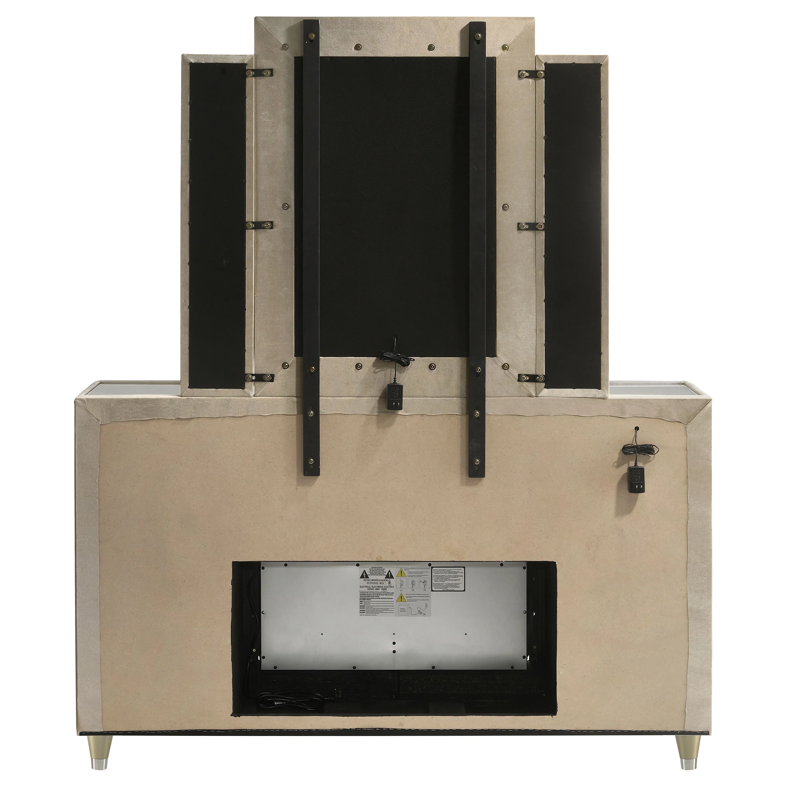 Lorient 8-Drawer LED Flame Box Dresser and Mirror Ivory Camel - Image 8