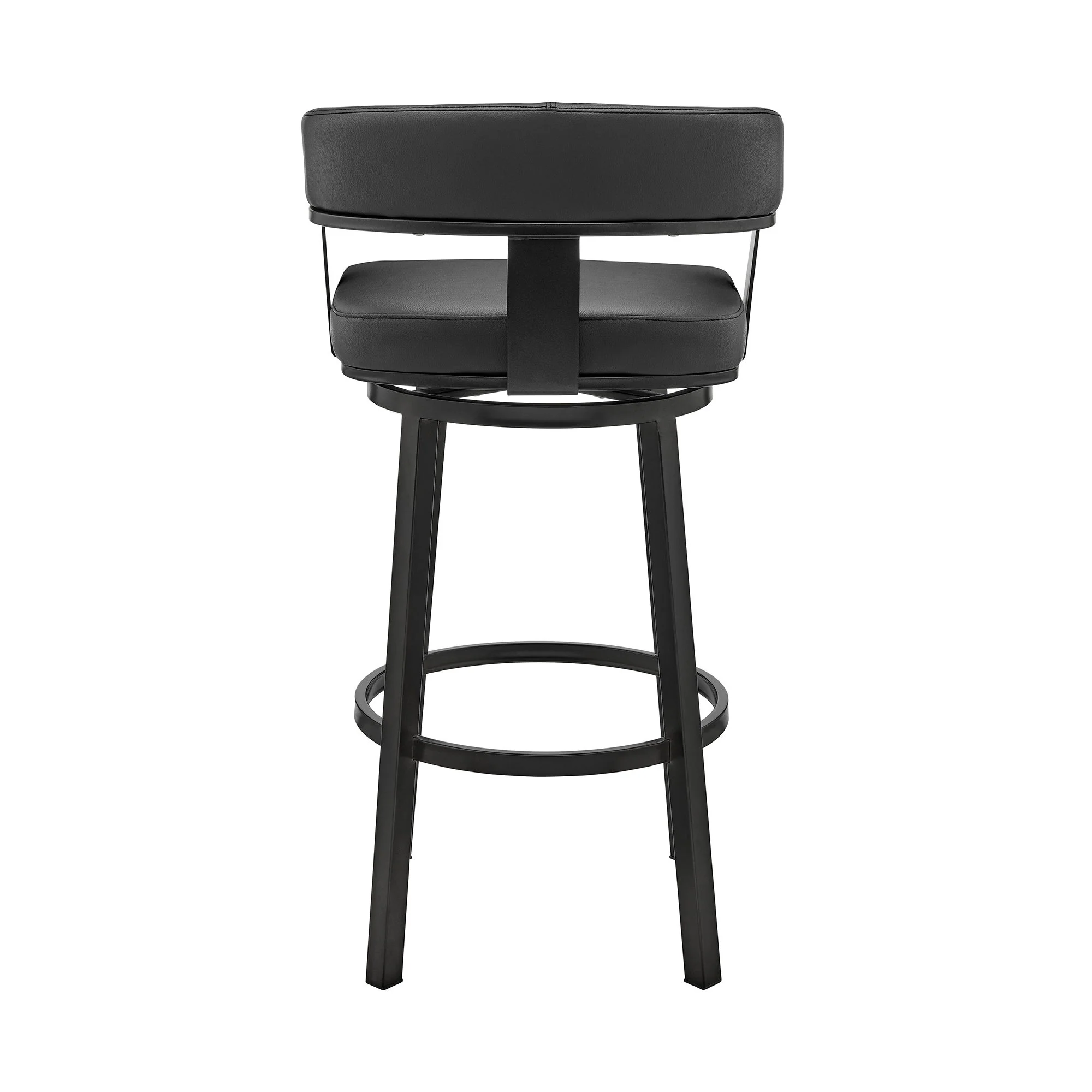 Lorin - 26" Counter Height Swivel Bar Stool - Black Finish And Faux Leather - Image 3