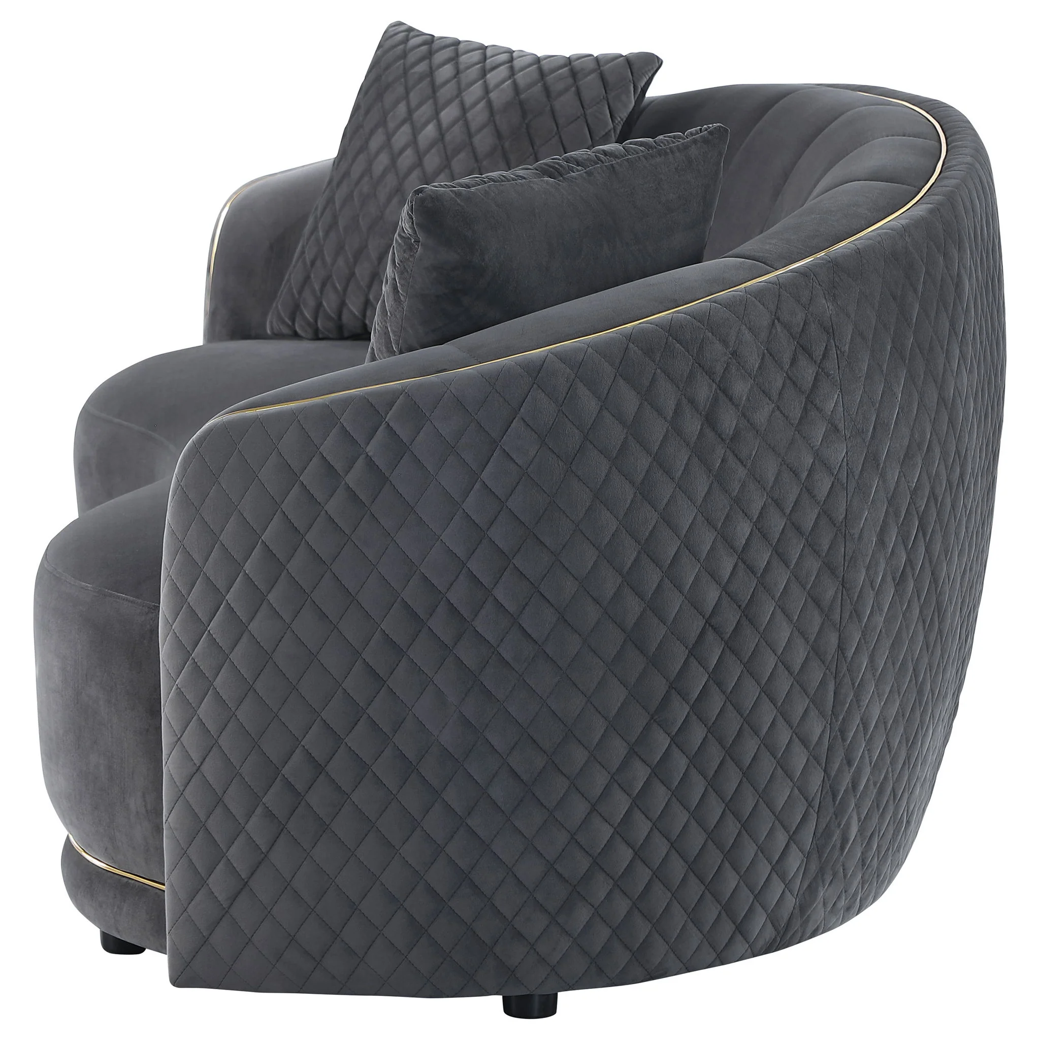 Lorraine - Upholstered Curved Loveseat - Dark Gray - Image 5
