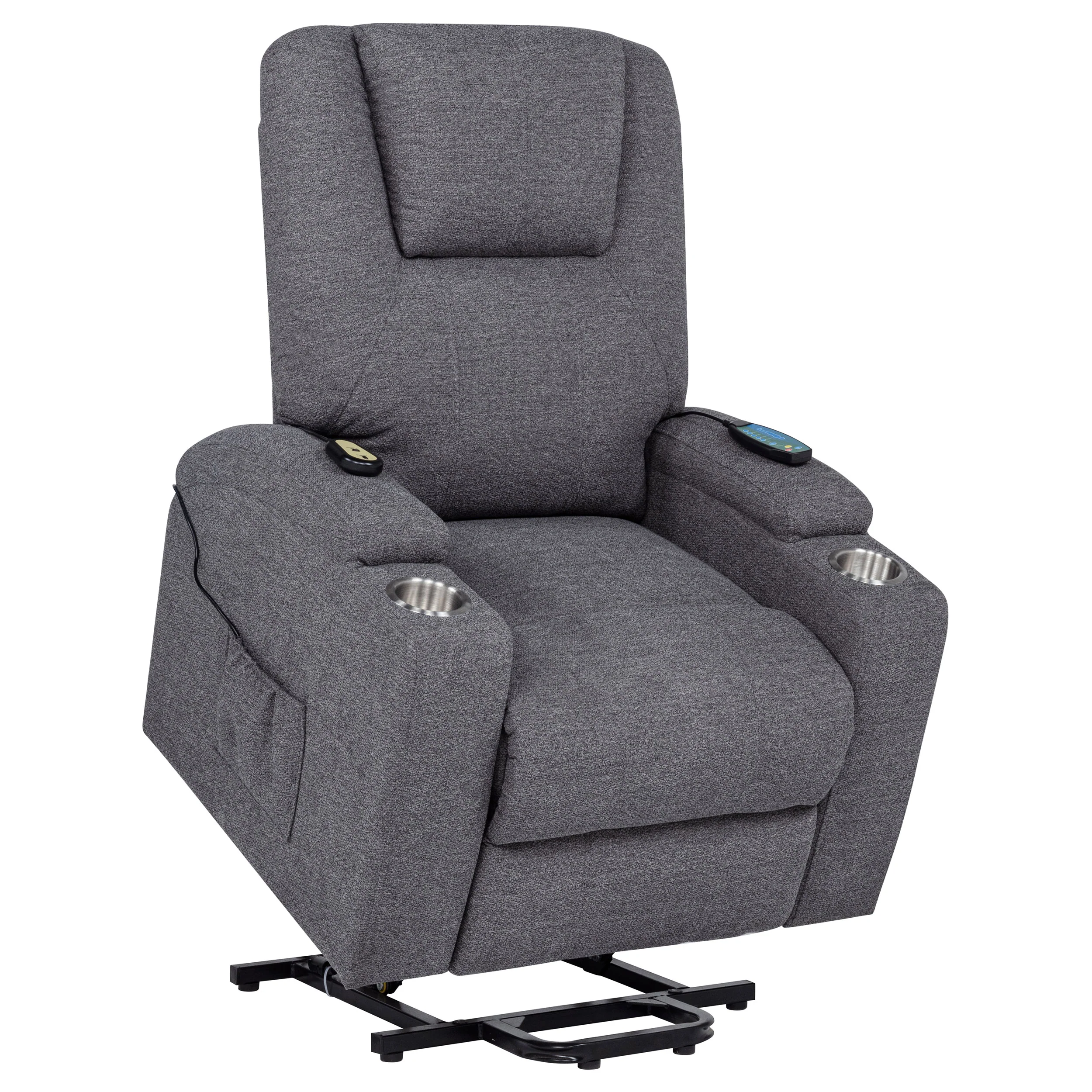 Louie Chenille Upholstered Power Lift Massage Chair Grey - Image 3