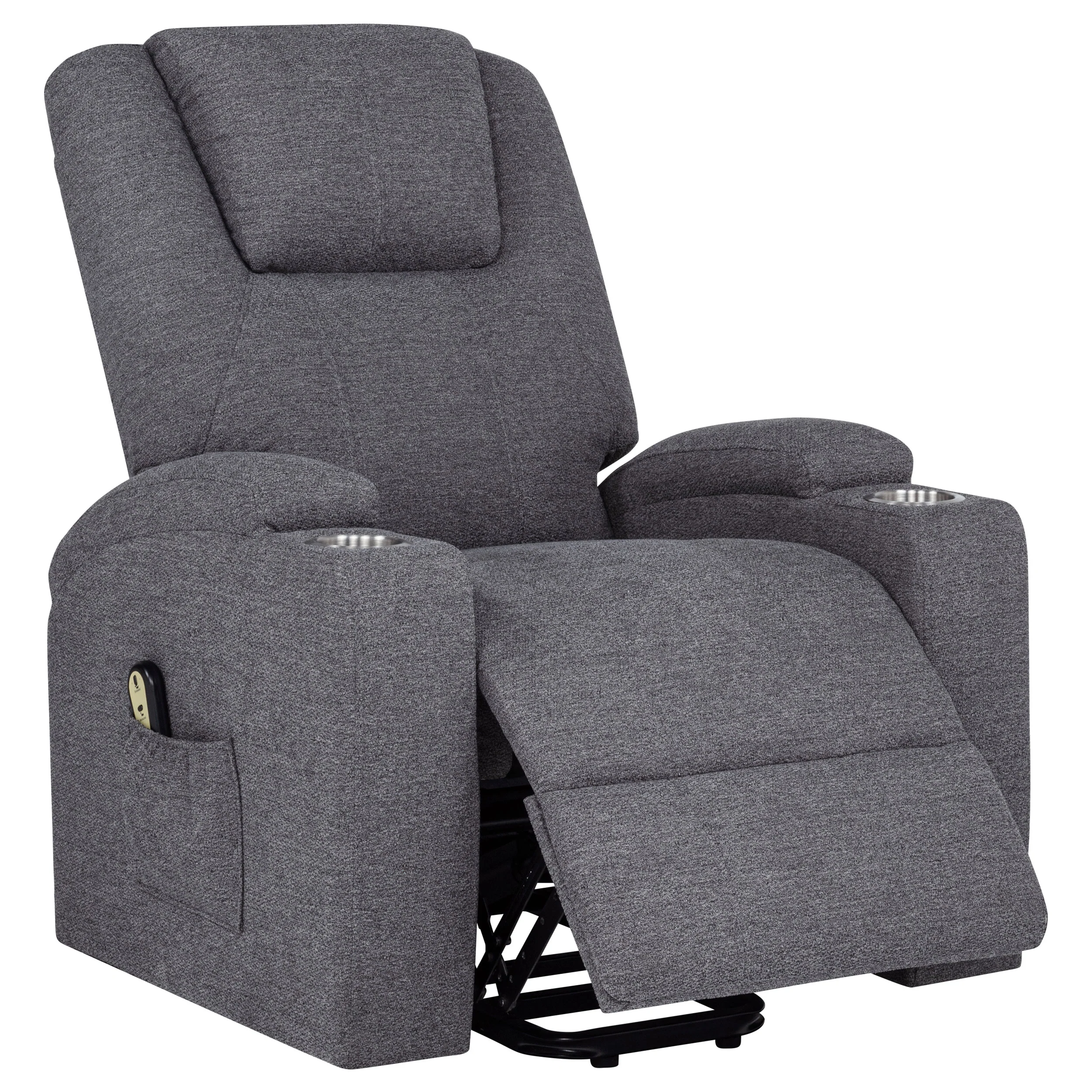 Louie Chenille Upholstered Power Lift Massage Chair Grey - Image 7
