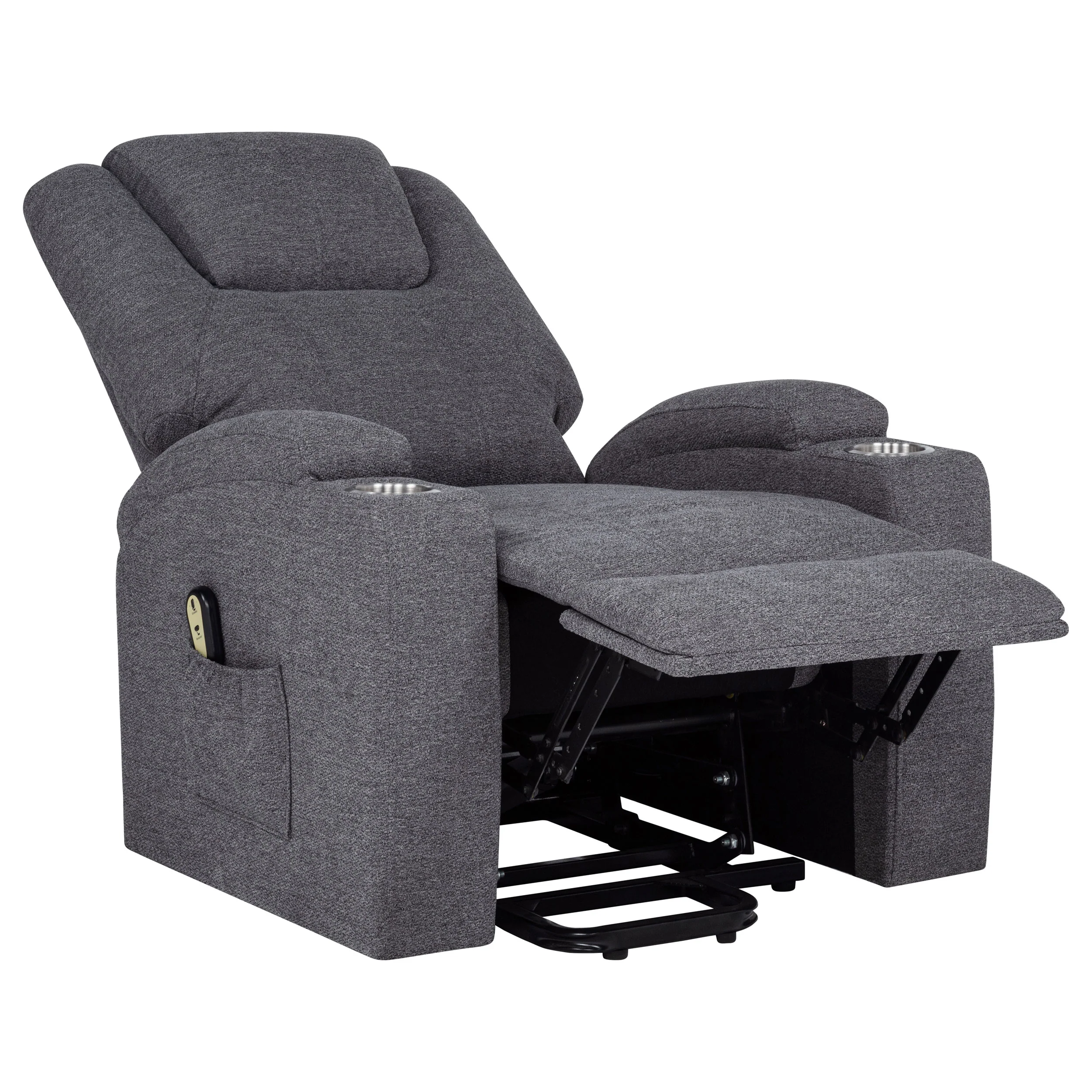 Louie Chenille Upholstered Power Lift Massage Chair Grey - Image 8