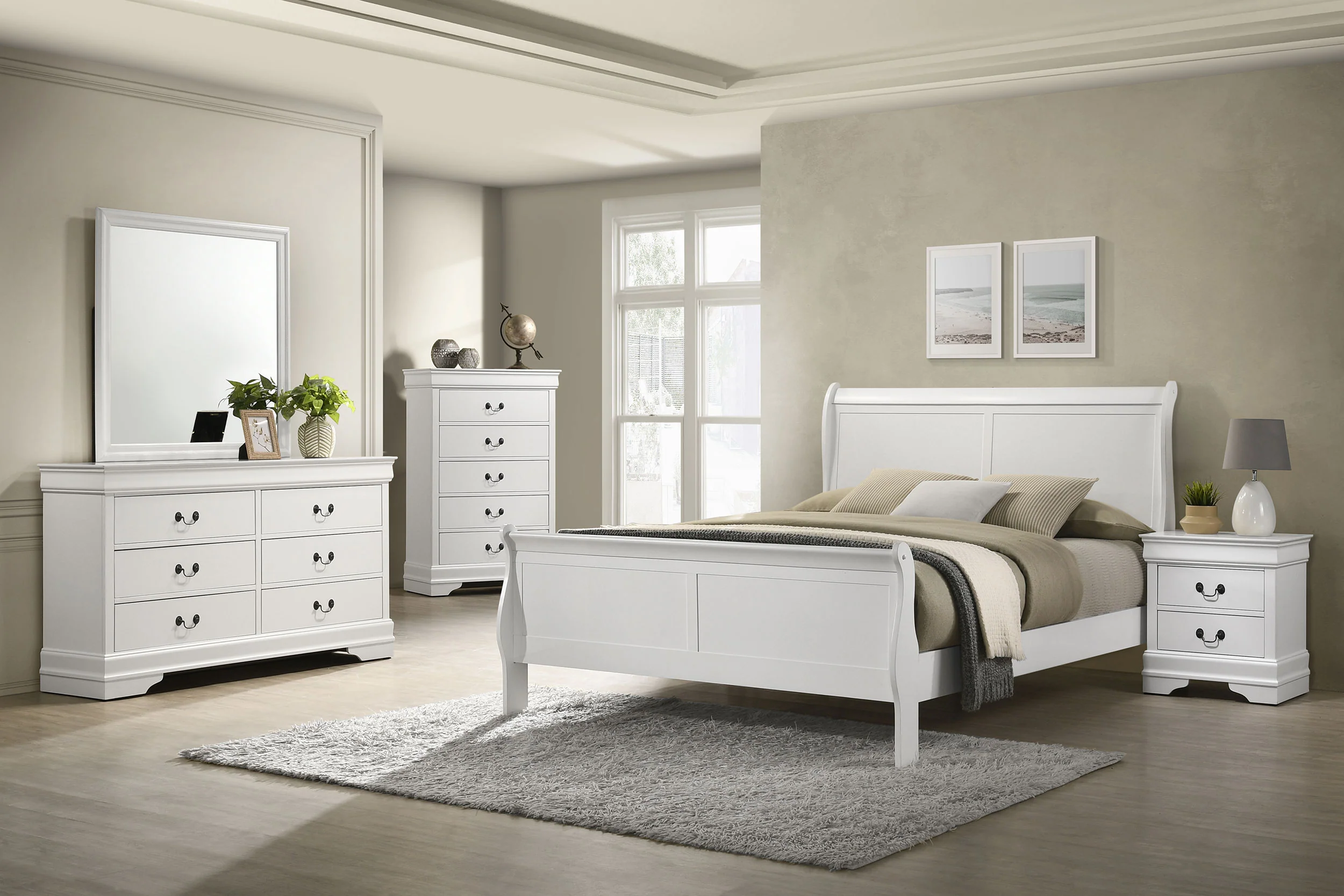 Louis Philippe 5-Drawer Bedroom Chest in White - Image 14