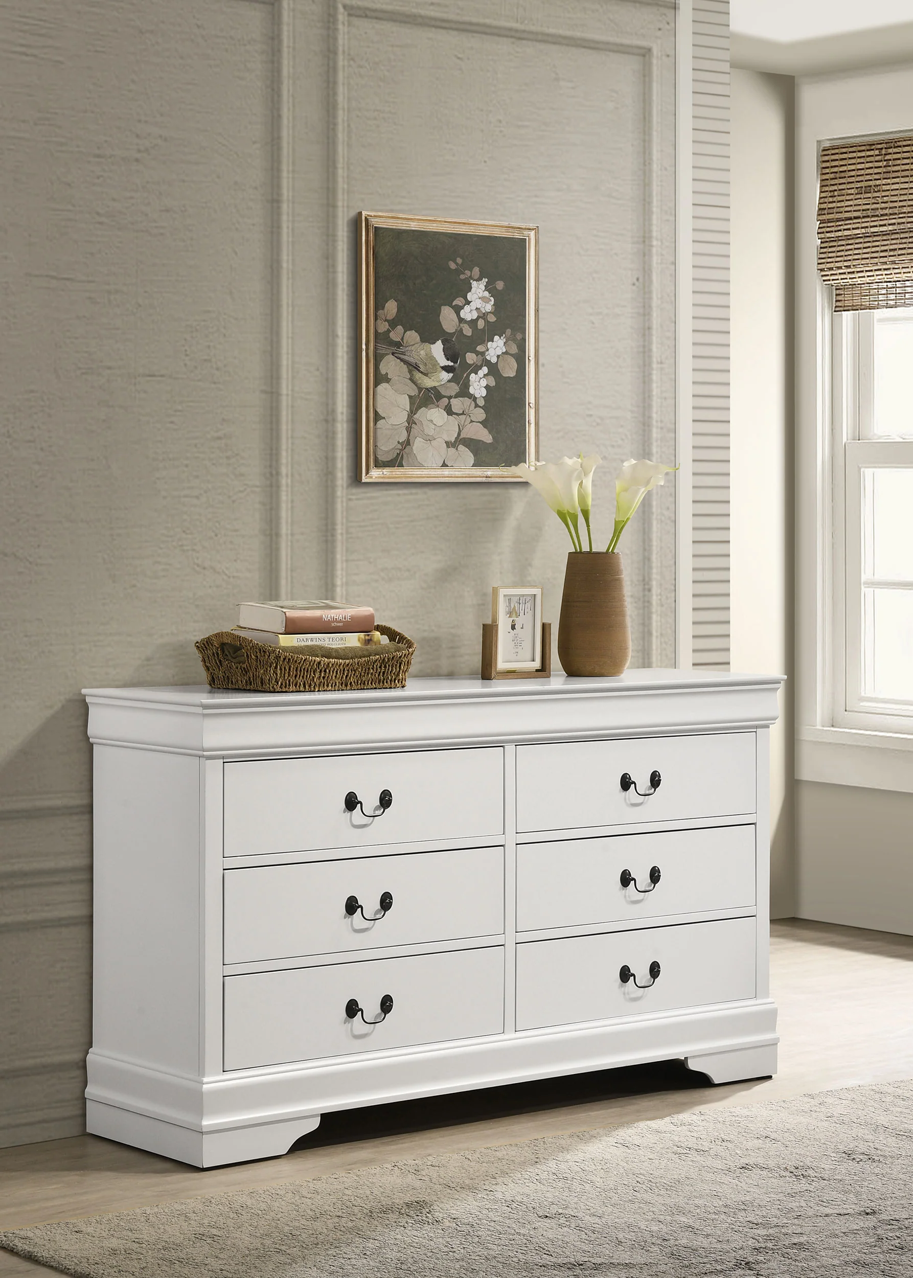 Louis Philippe 6-Drawer Dresser in White - Image 3
