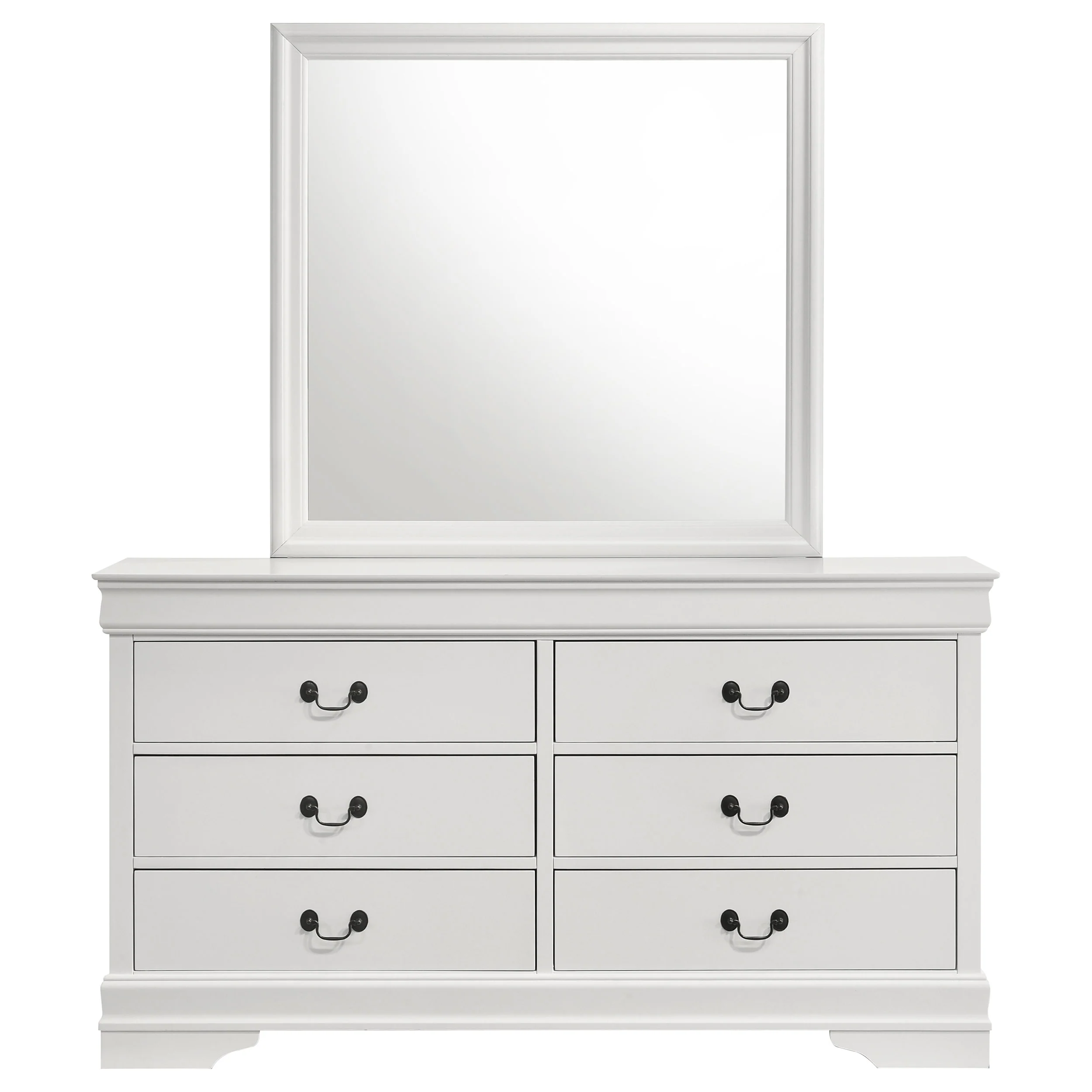 Louis Philippe 6-Drawer Dresser and Mirror - White - Image 4