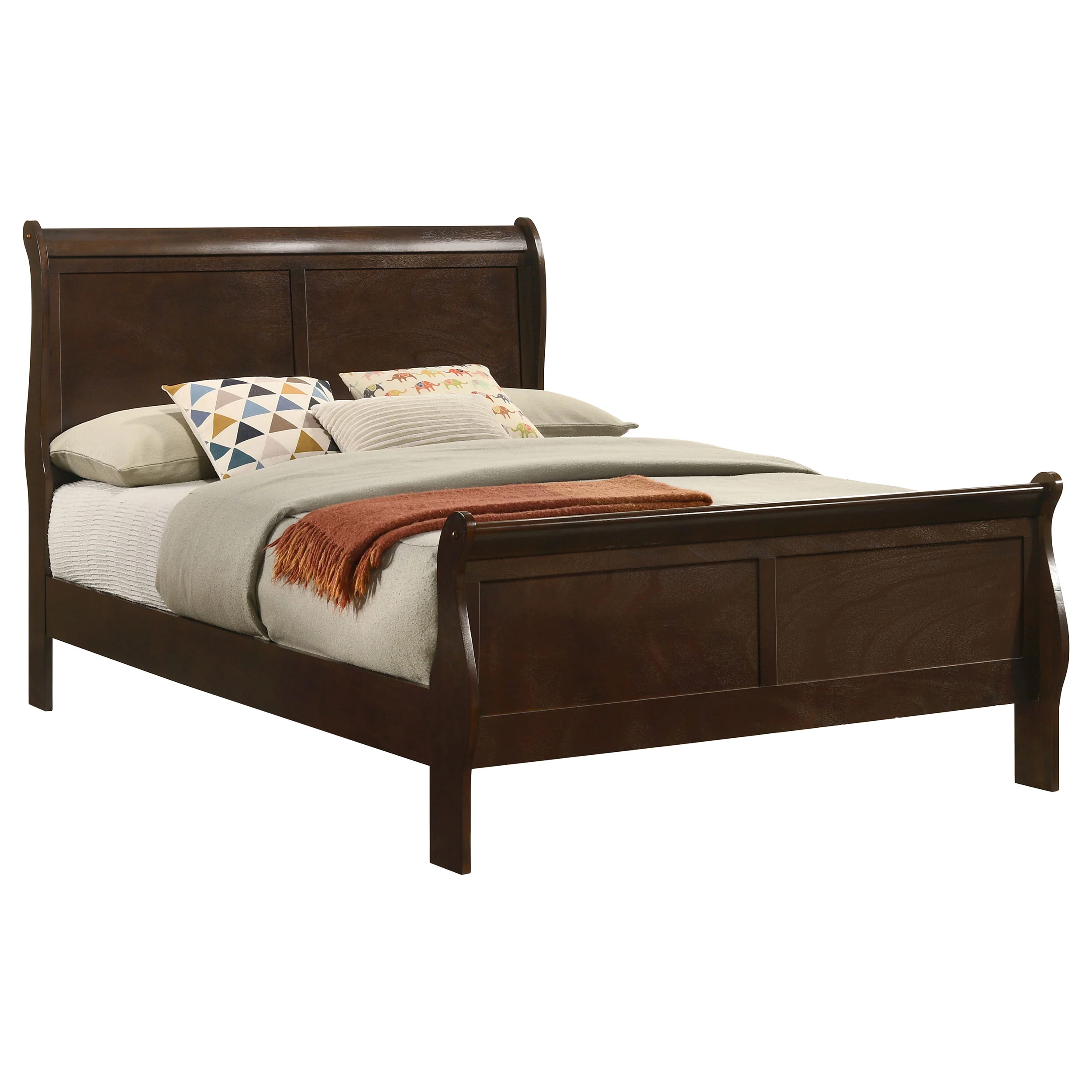 Louis Philippe Wood Full Sleigh Bed Cappuccino - Image 4