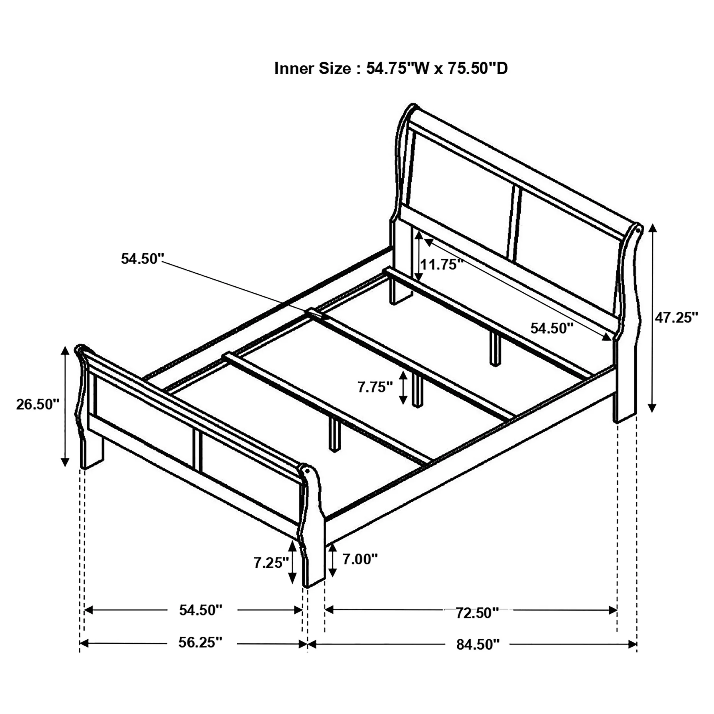 Louis Philippe Wood Full Sleigh Bed Cappuccino - Image 6