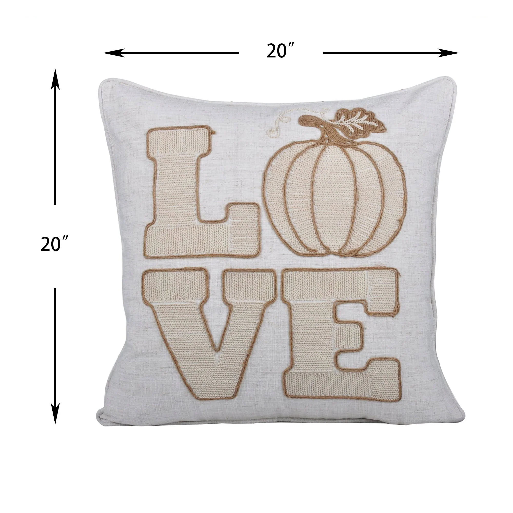 Love Pumpkin Embroidered Throw Pillow - Natural - Image 4