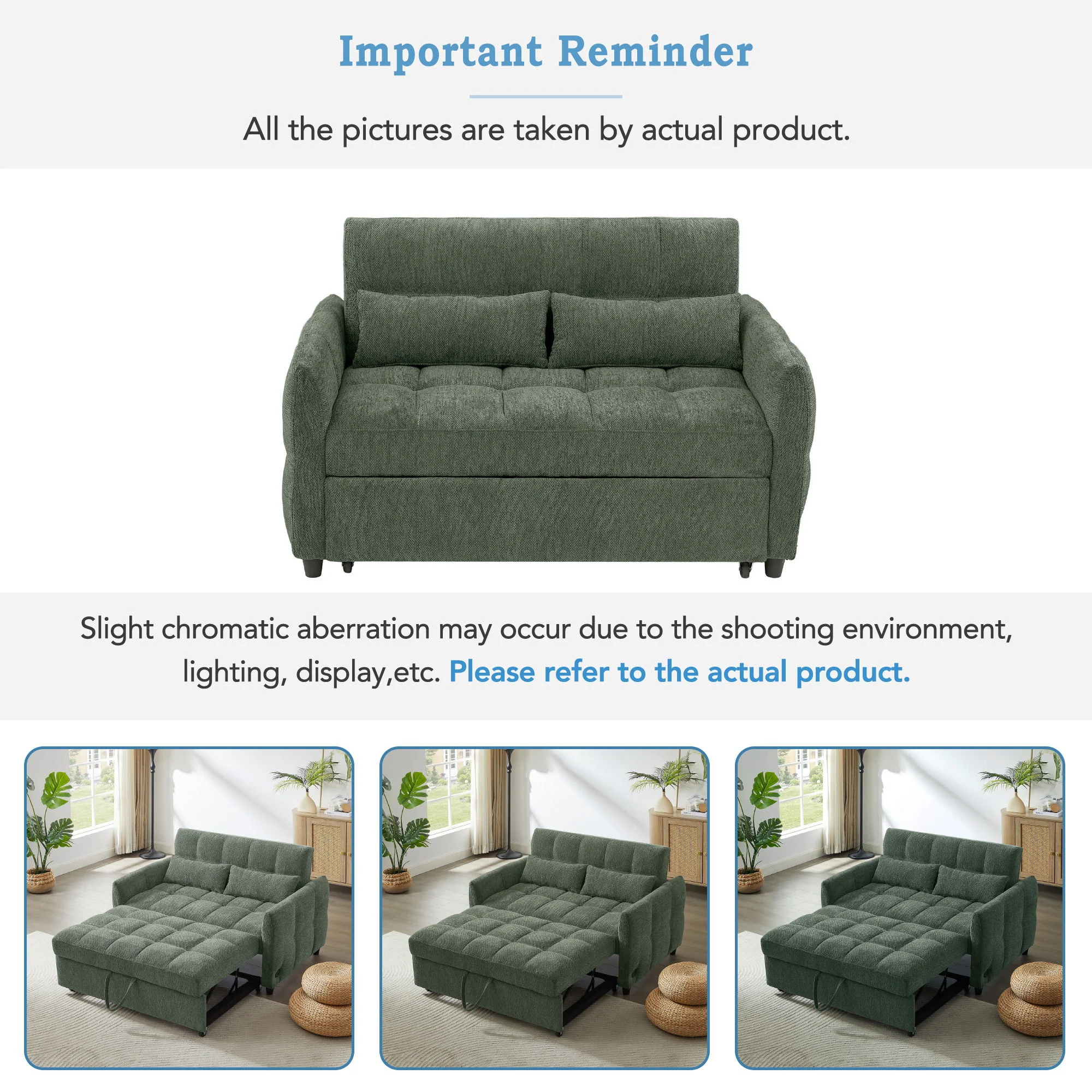 Loveseat Sofa Pull-Out Bed With Adjustable Backrest, 3 USB Ports And 2 Lumbar Pillows For Living Room - Image 16