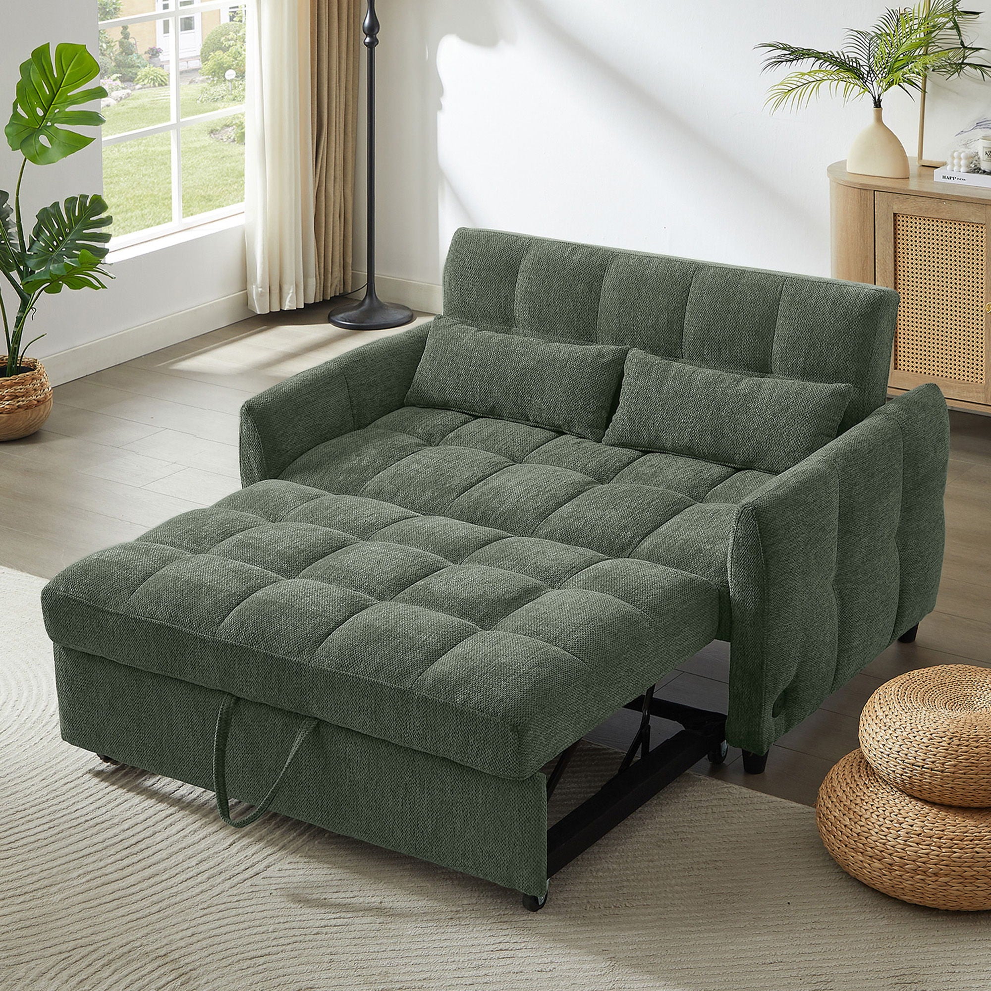 Loveseat Sofa Pull-Out Bed With Adjustable Backrest, 3 USB Ports And 2 Lumbar Pillows For Living Room - Image 6