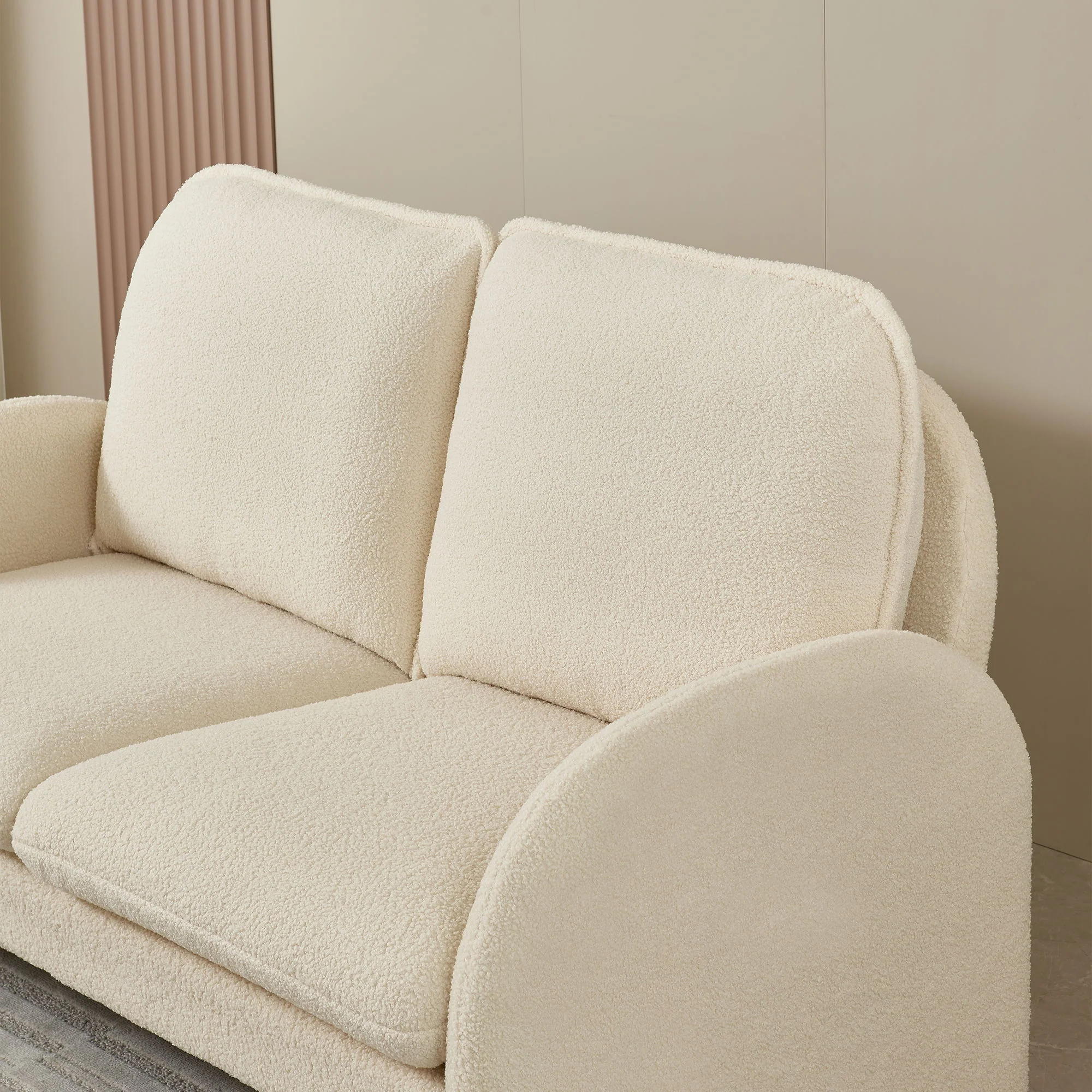 Loveseat Sofa Small Couch For Living Room, Sherpa Fabric Upholstered Loveseat Sofa Couch, Small Loveseat Sofa For Apartment, Bedroom - Image 21