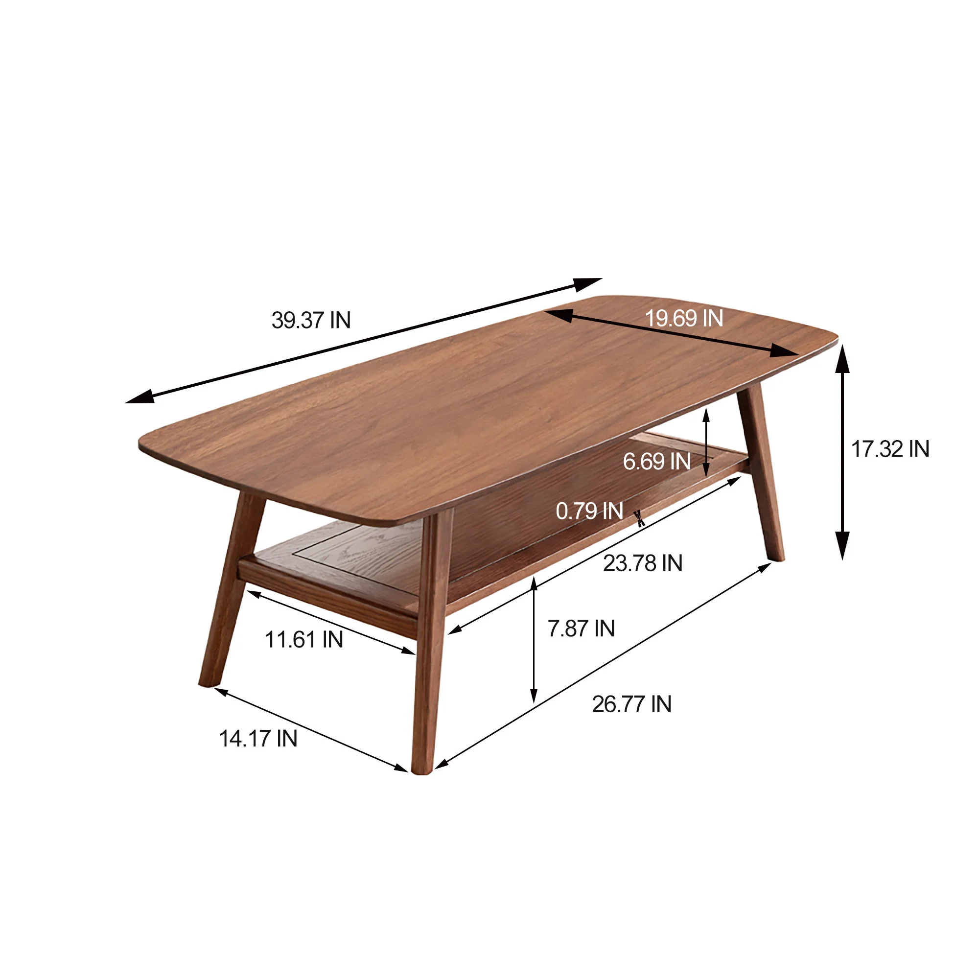 Low Coffee Table With Storage Shelf - Image 4