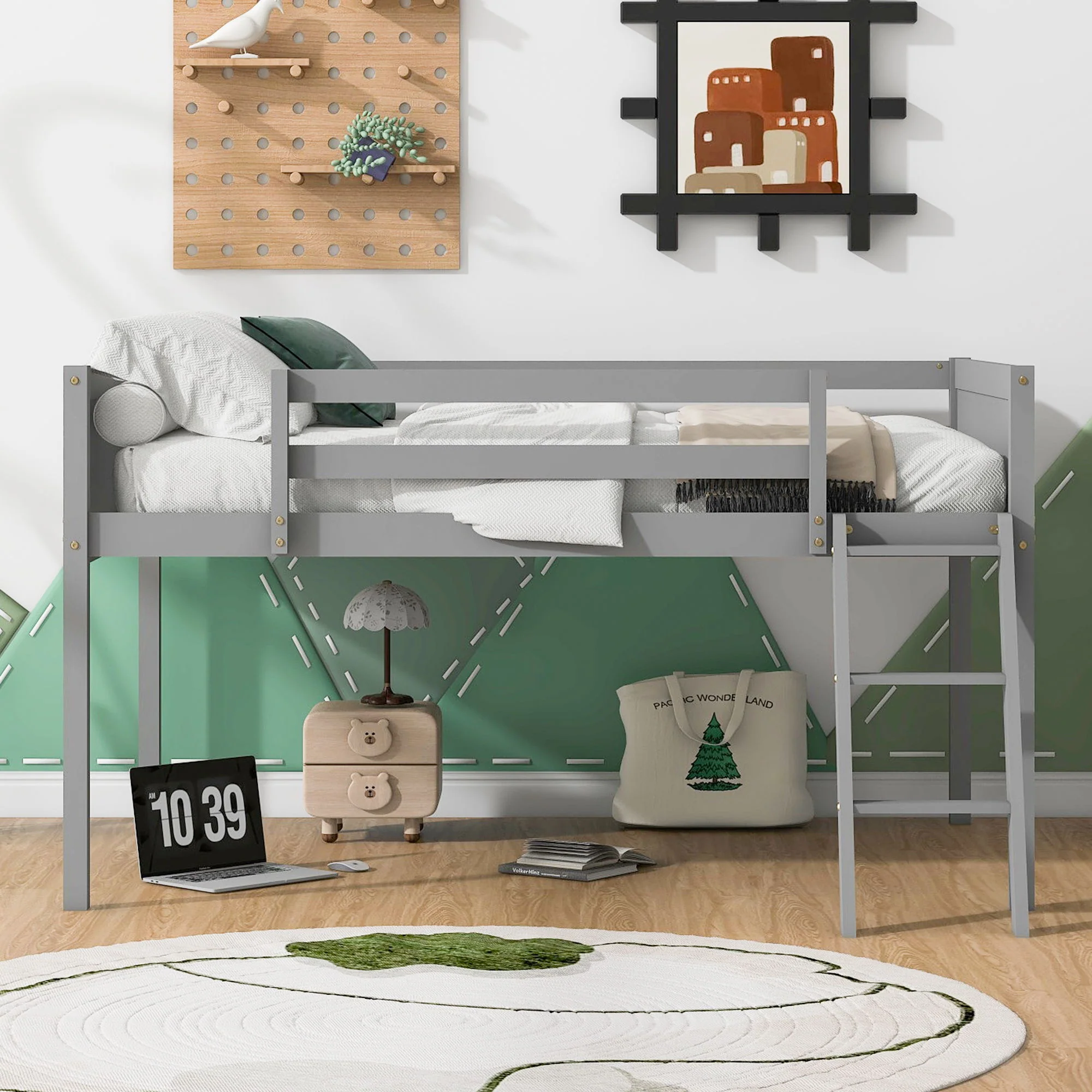 Low Loft Bed With Adjustable Ladder - Image 34