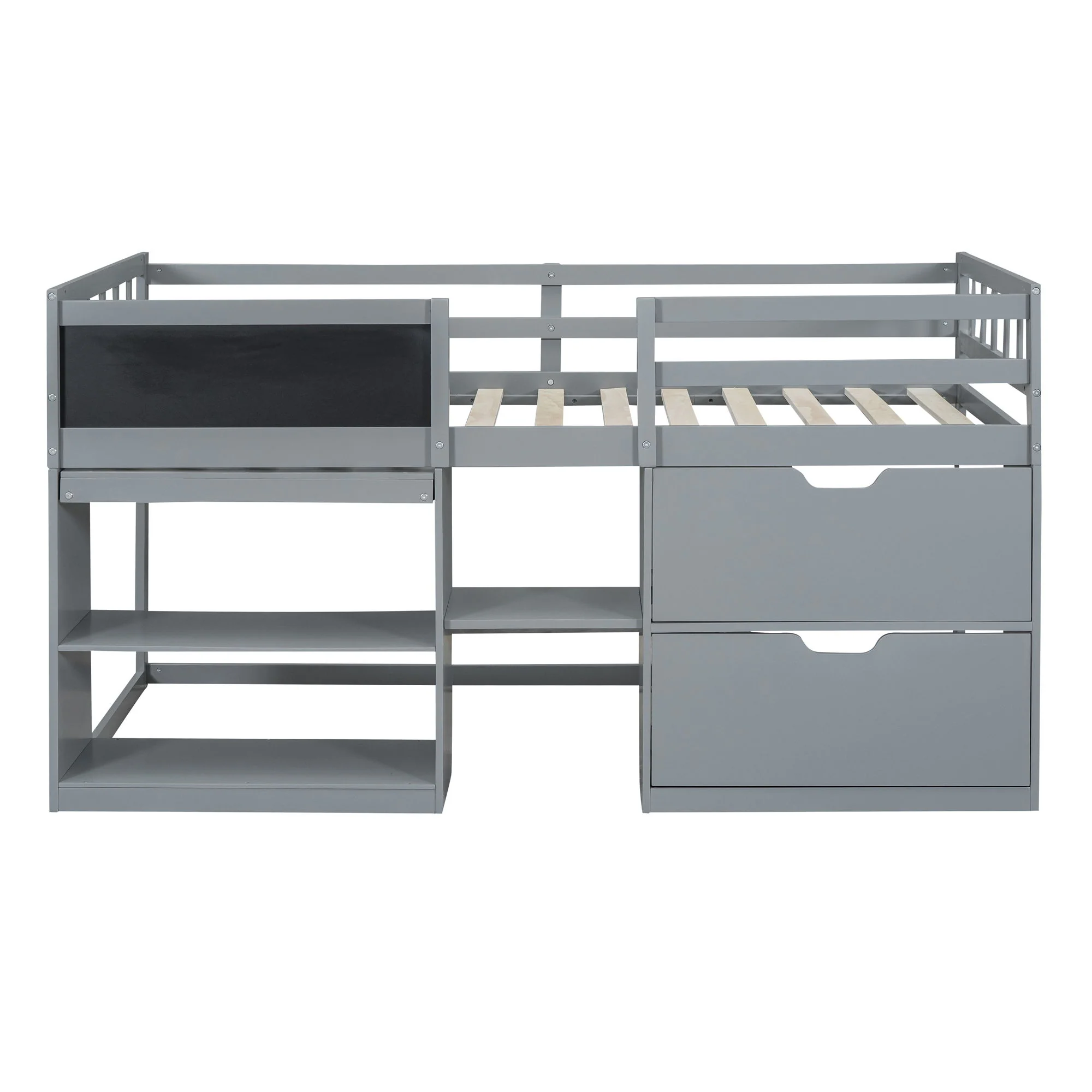 Low Loft Bed With Rolling Desk, Shelf And Drawers - Image 22