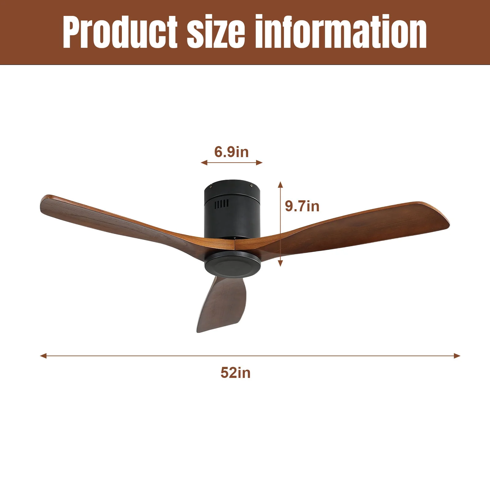 Low Profile Ceiling Fan DC, 3 Blade, Noiseless Reversible Motor, Remote Control - Image 12