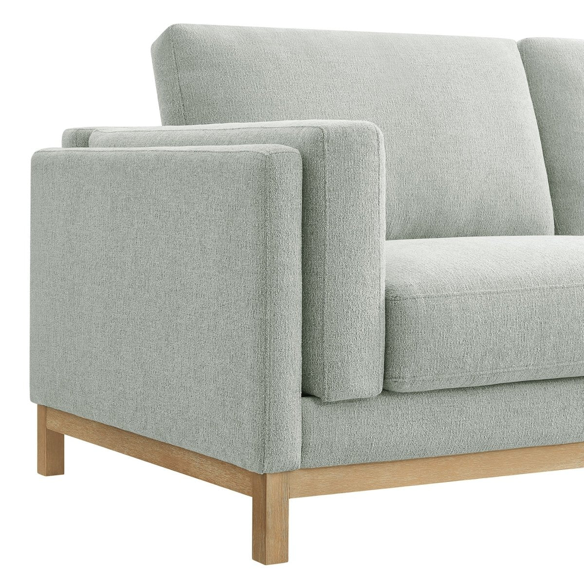 Low-Profile Chenille Fabric Sofa with Weathered Wood Frame - Image 17
