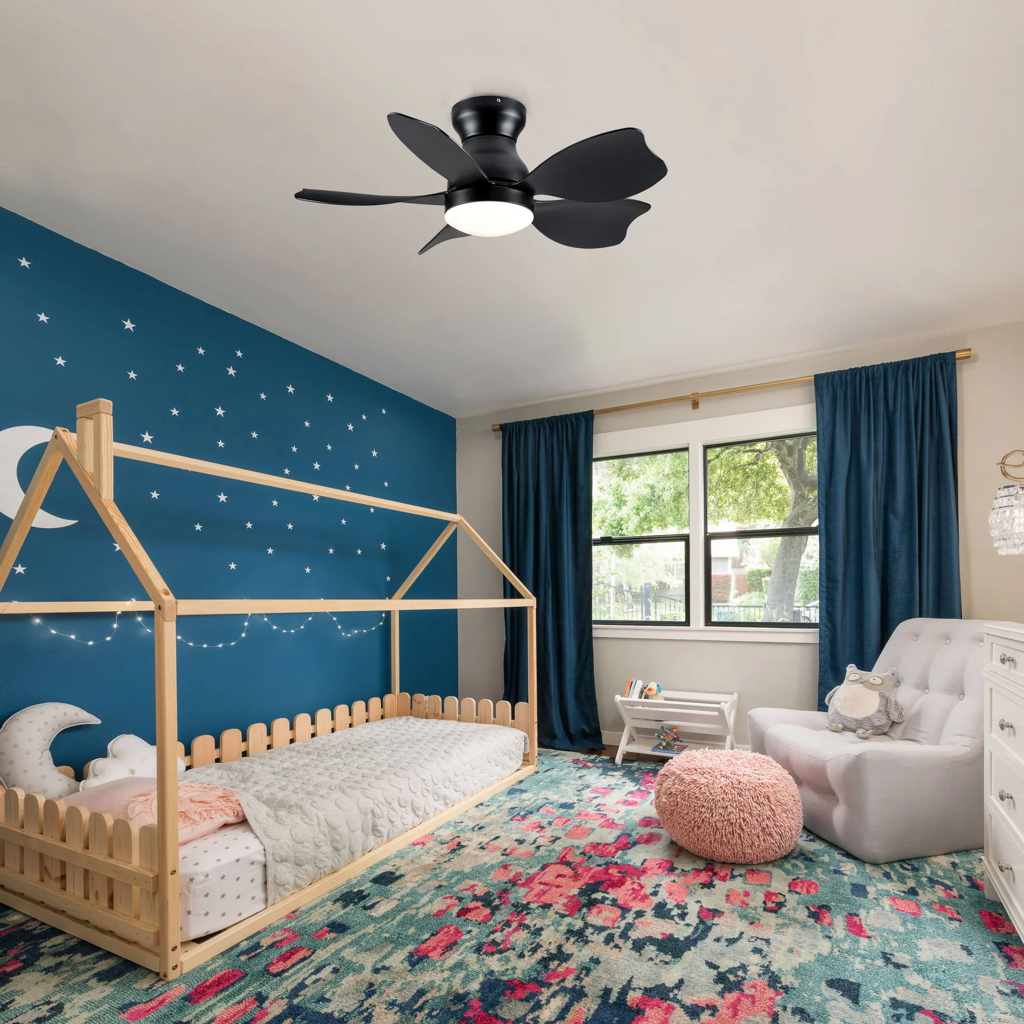 Low Profile Flush Mount Ceiling Fan With Light - Image 4