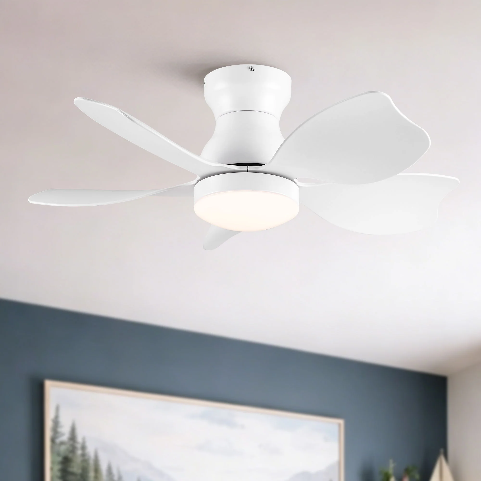 Low Profile Flush Mount Ceiling Fan With Light - Image 7