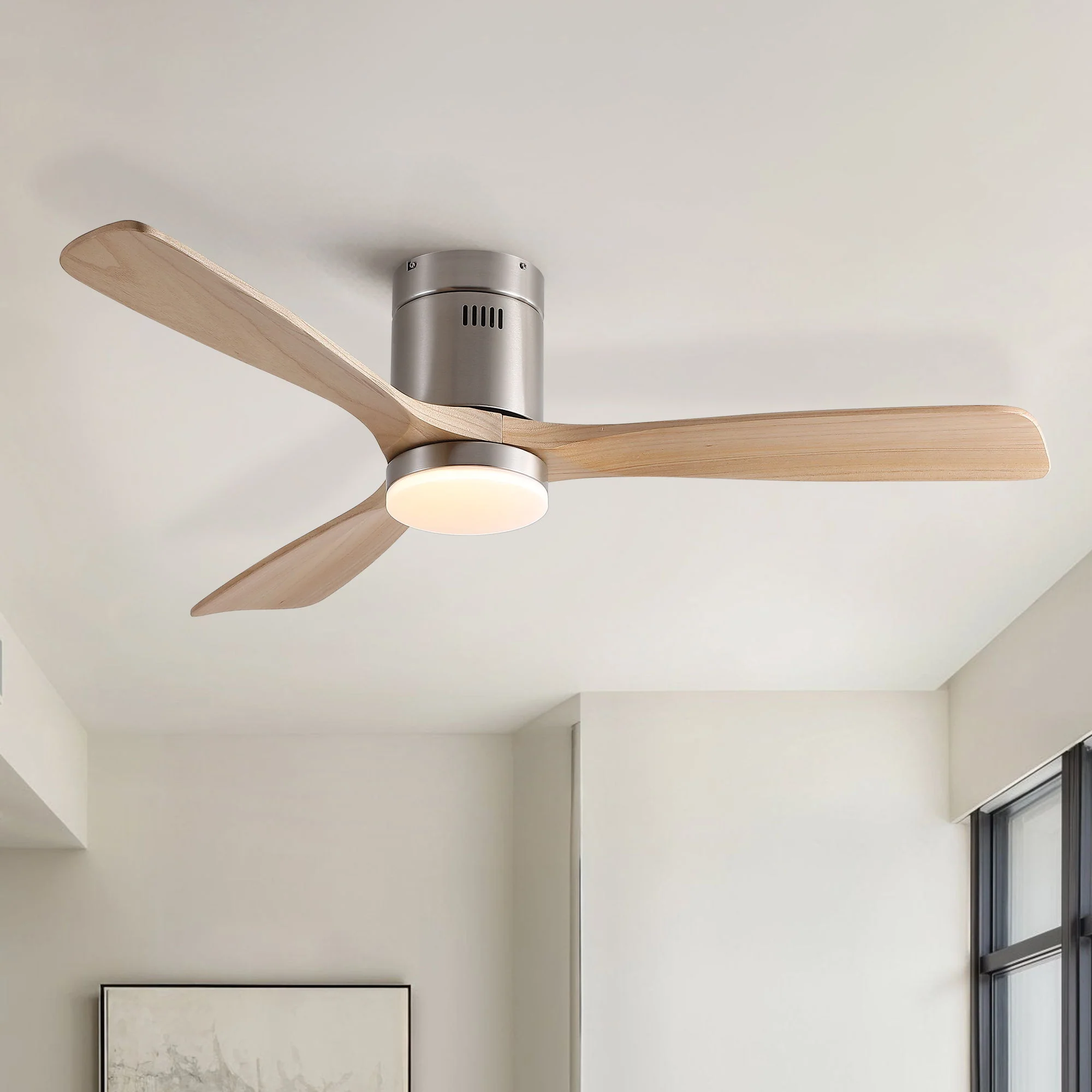 Low Profile Flush Mount Intergrated LED Ceiling Fan With Light And Silent Reversible Motor - Image 3