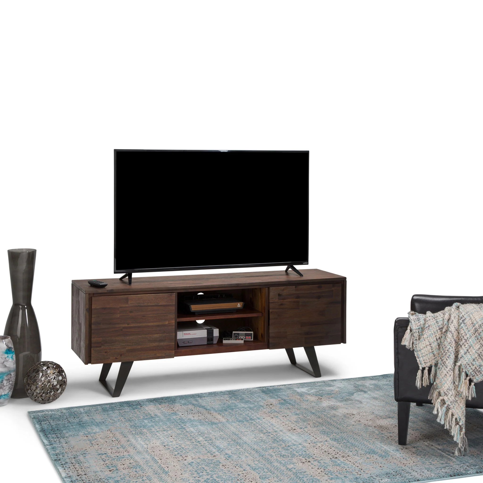 Lowry - TV Media Stand - Distressed Charcoal Brown - Image 3