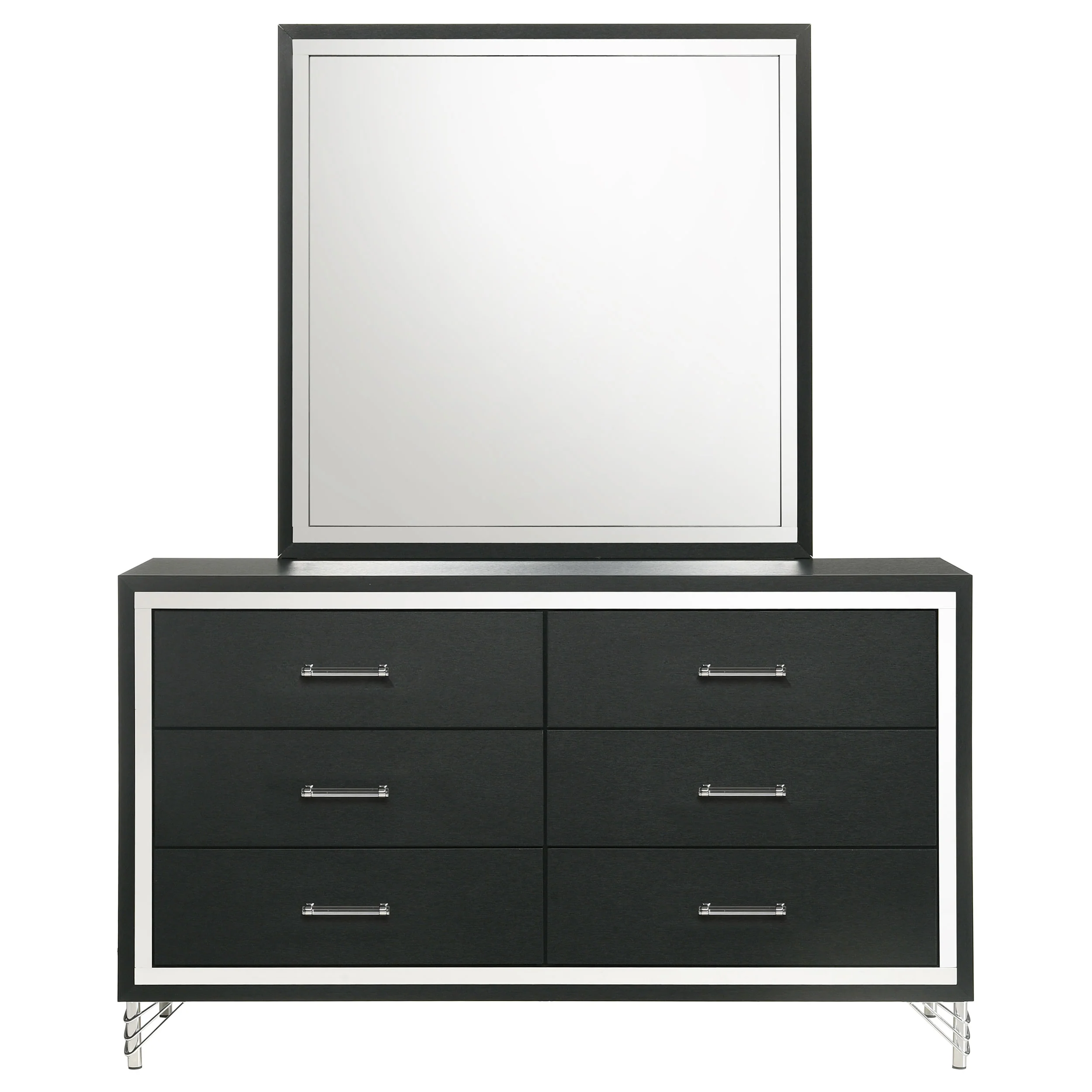 Lucia 6-Drawer Dresser and Mirror - Black - Image 5