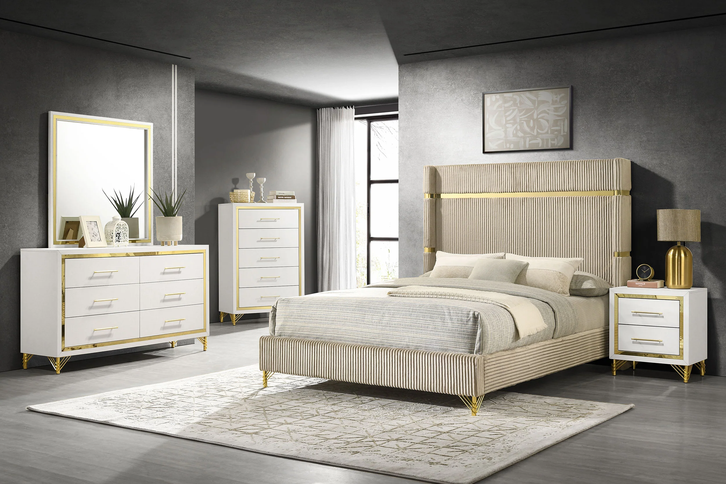 Lucia 6-Drawer Dresser with Mirror in White - Image 13