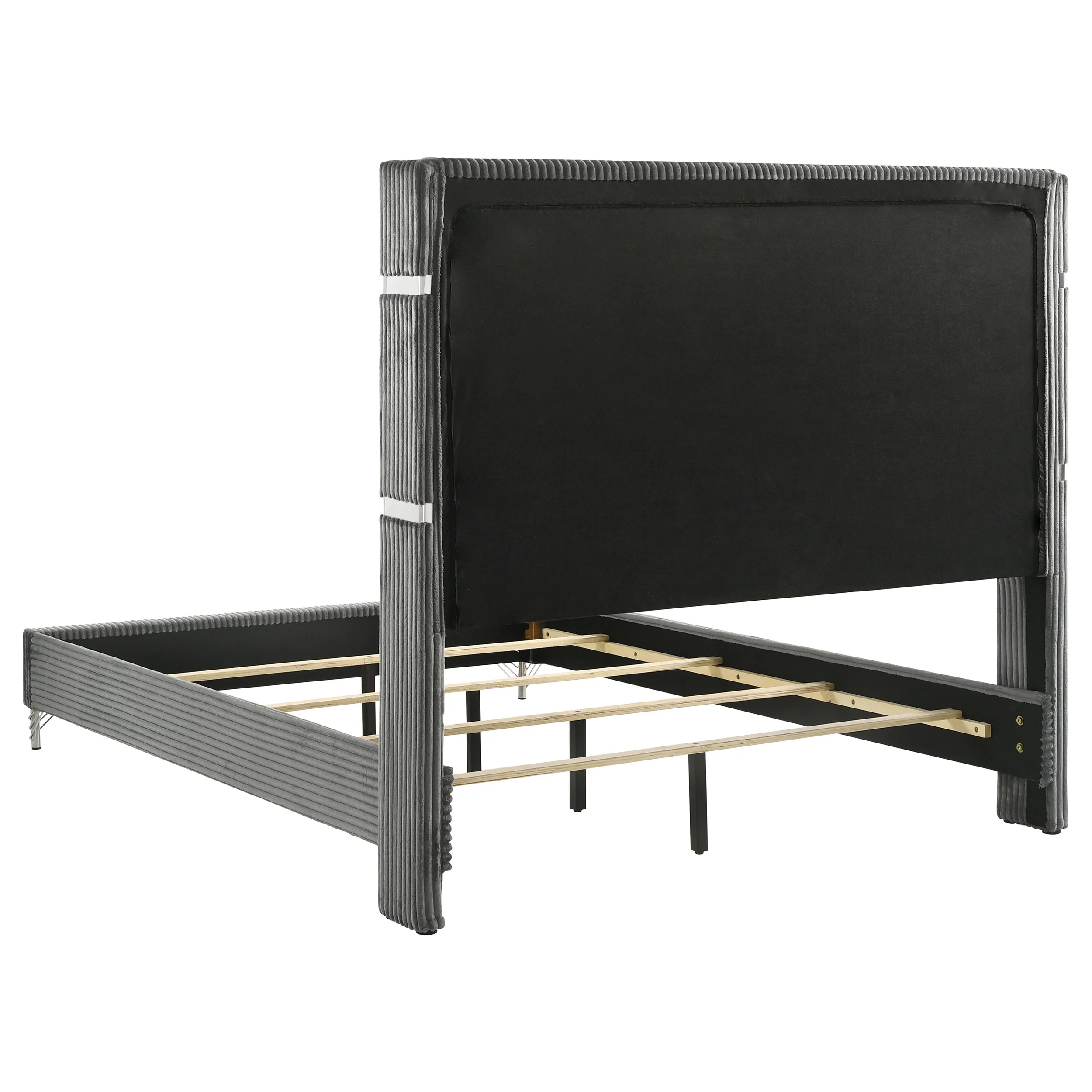 Lucia 61-Inch Upholstered Eastern King Wingback Bed, Grey - Image 2