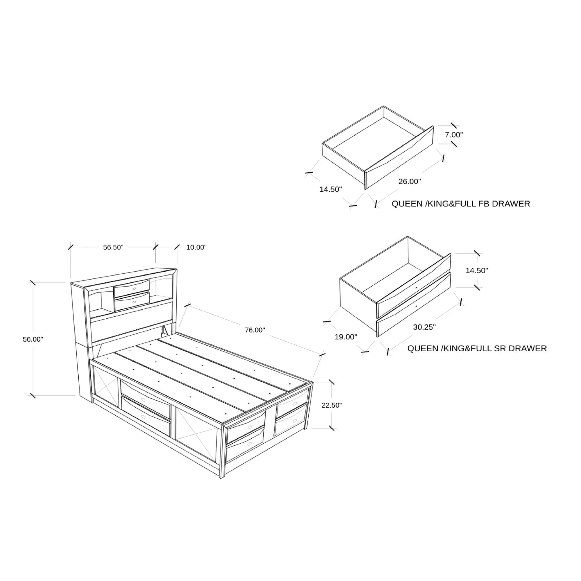 Lucille - Bed With Storage And Bookcase Headboard - Image 14