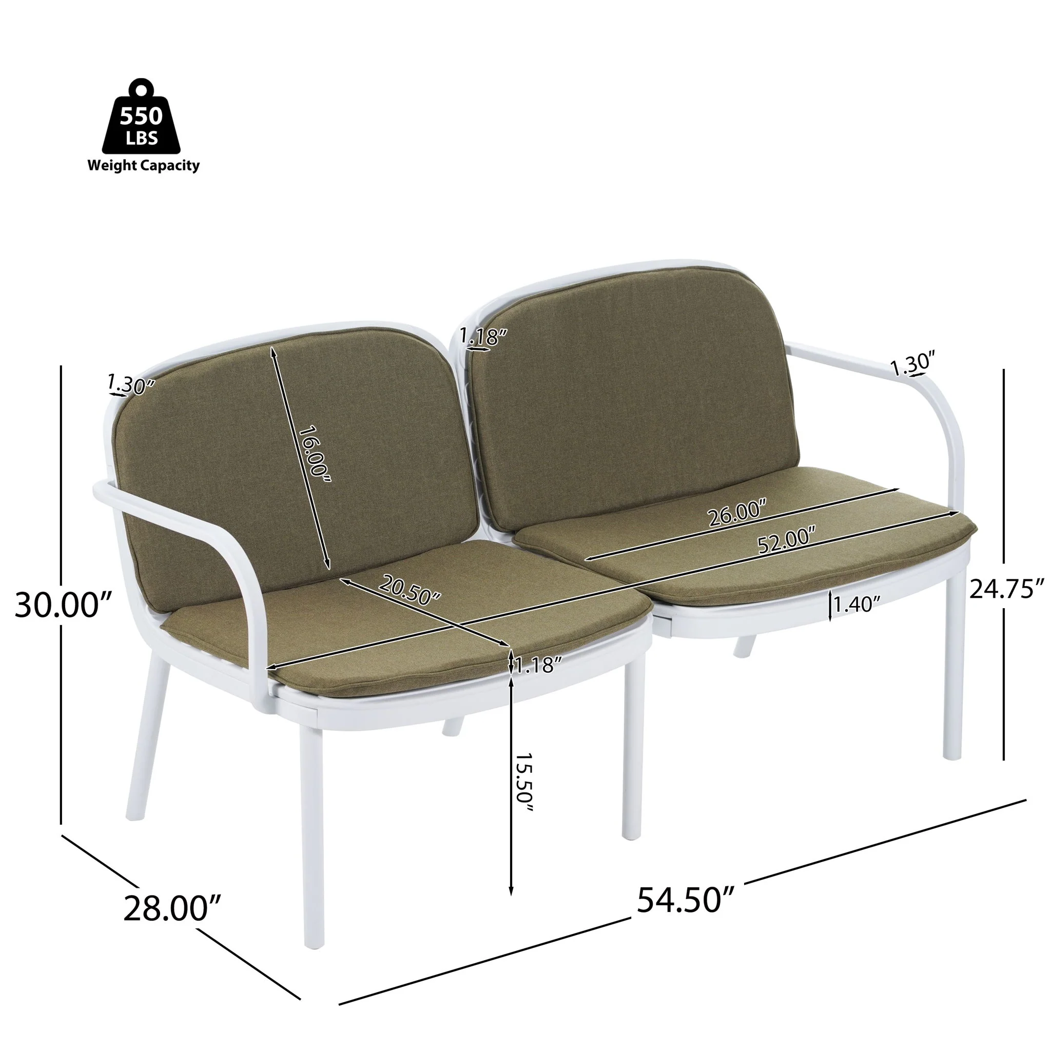 Luna - Outdoor Patio 3 Pieces Chat Set - Image 6