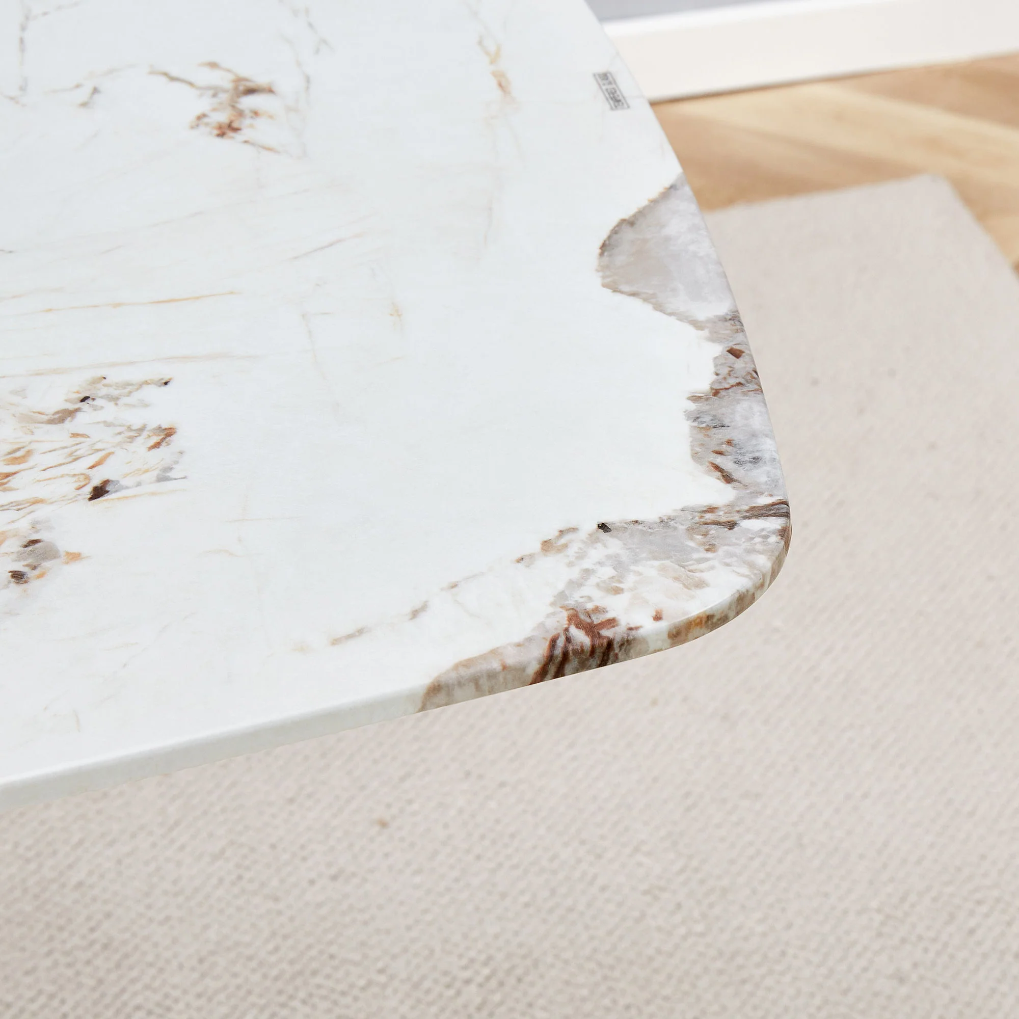 Luxurious Marble Patterned Dining Table With Metal Fork Legs - Image 5