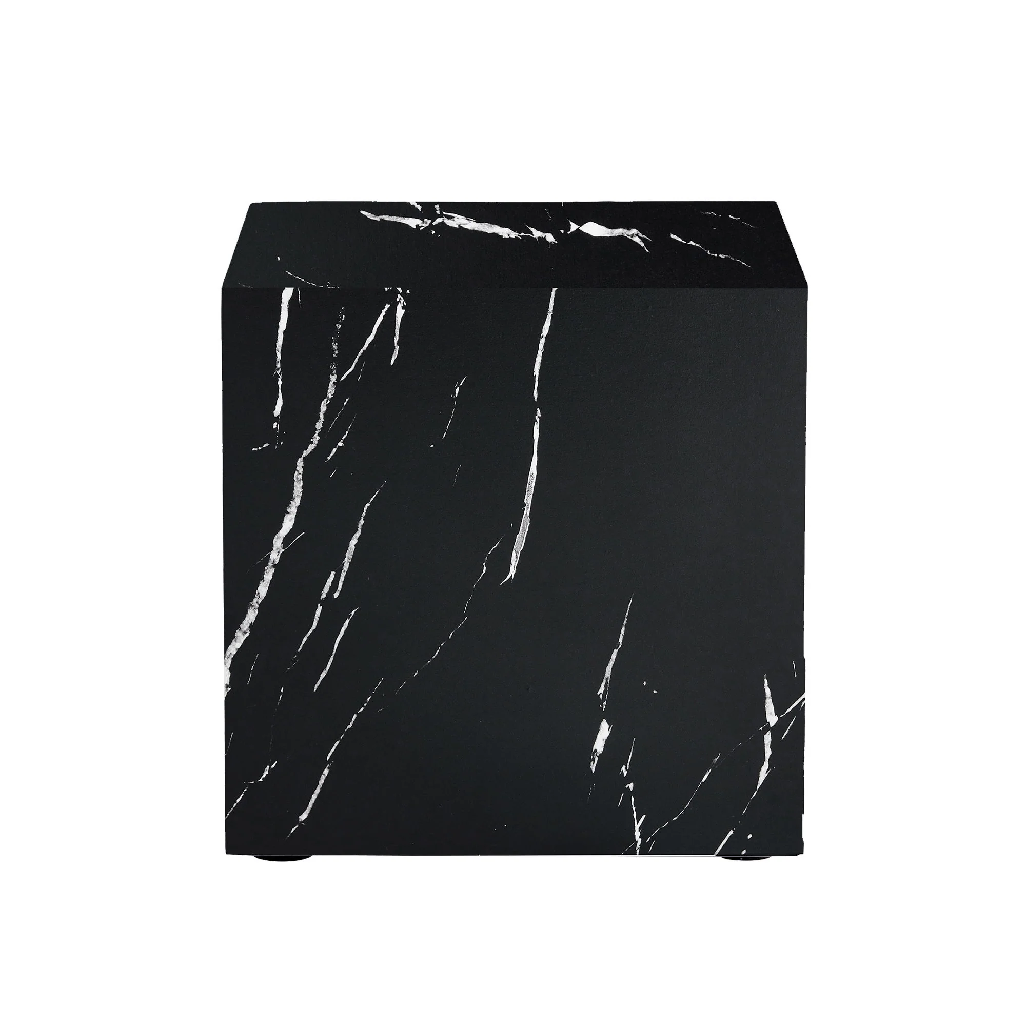 Luxurious Marble Texture Coffee Table Cube Design Elegant Living Room Accent - Black - Image 7