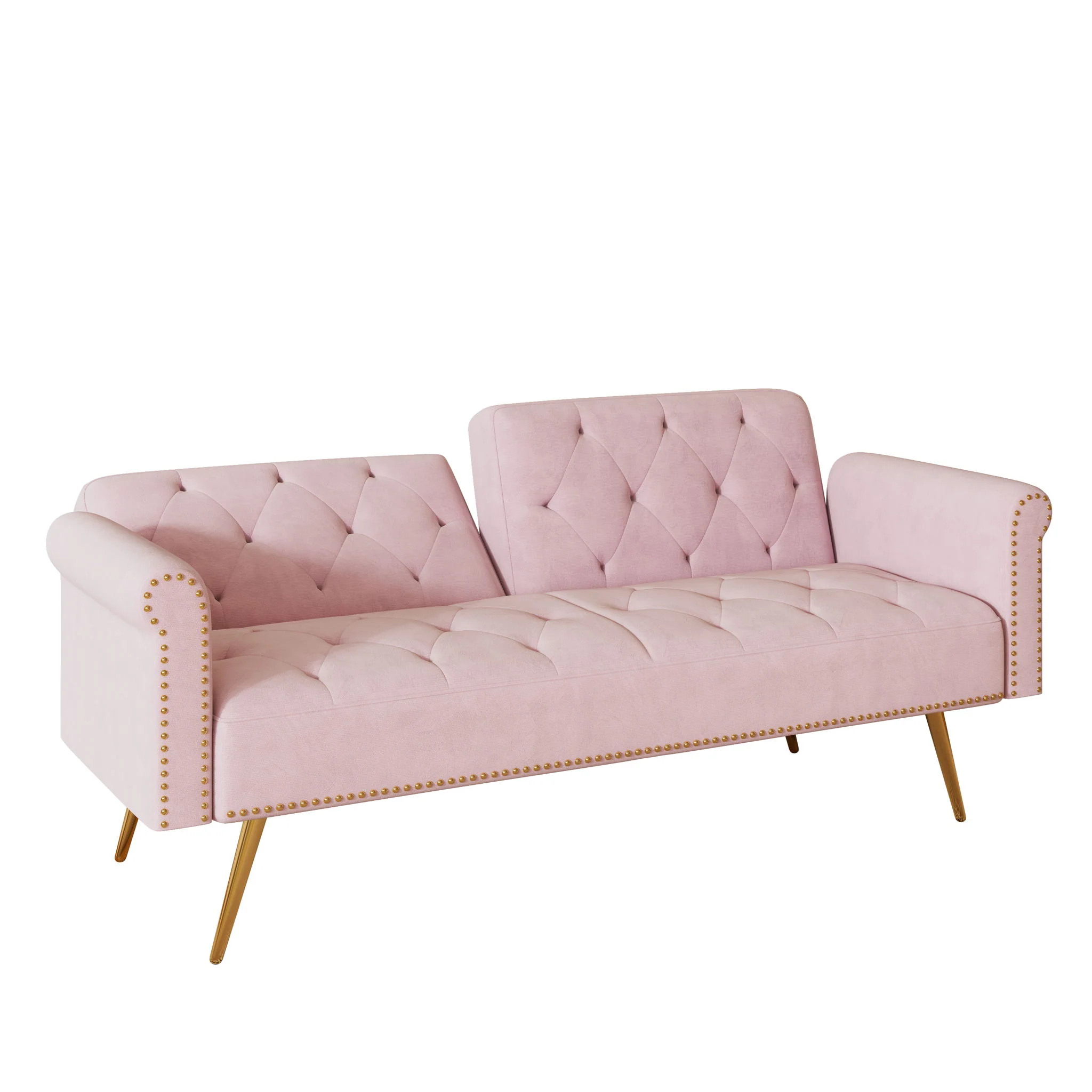 Luxurious Sofa Bed With Nail Head Trim And Matching Pillow - Image 27