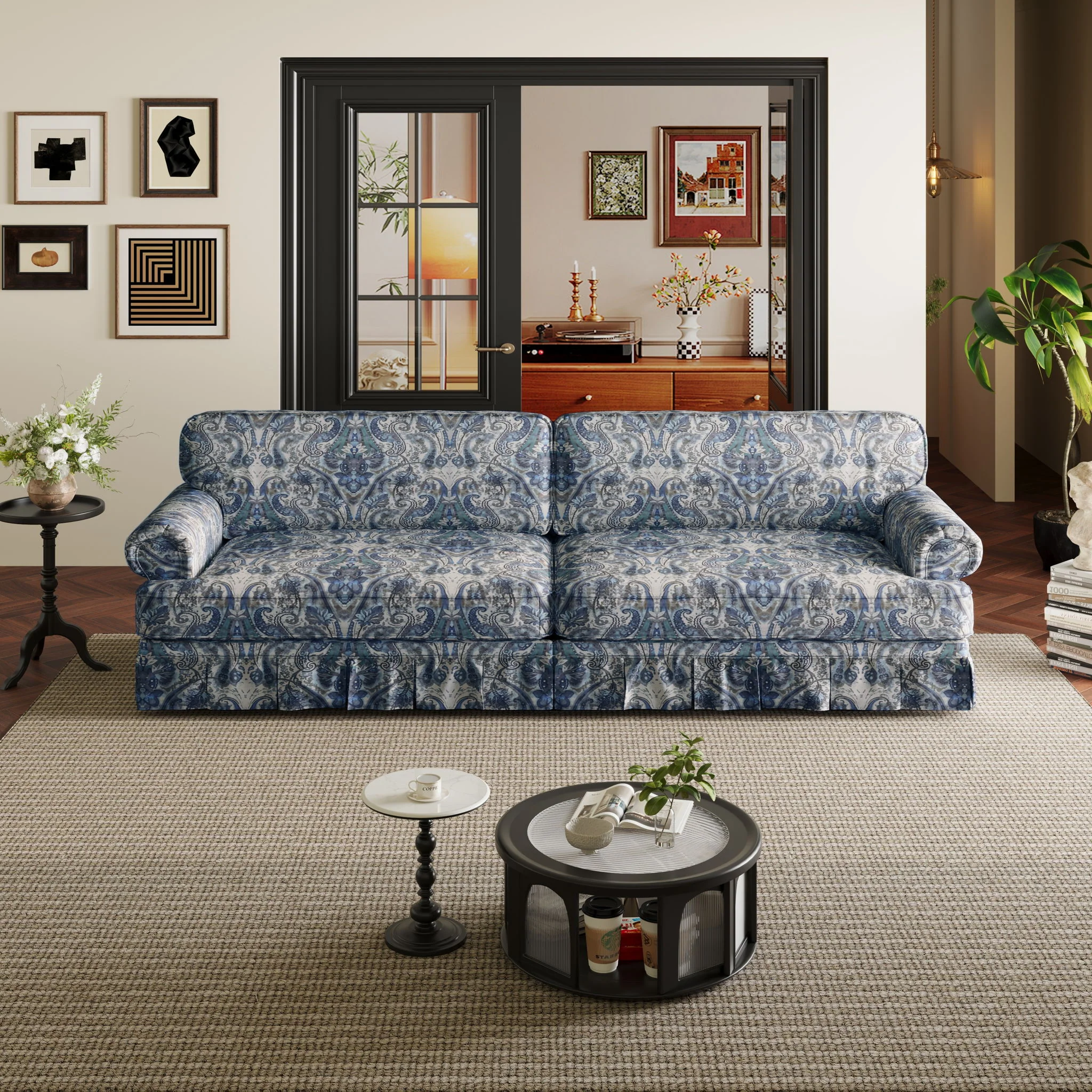 Luxuriously Comfortable Cloud Couch Sofa With Elegant Rolled Arms & Pleated Skirt Design - Image 21