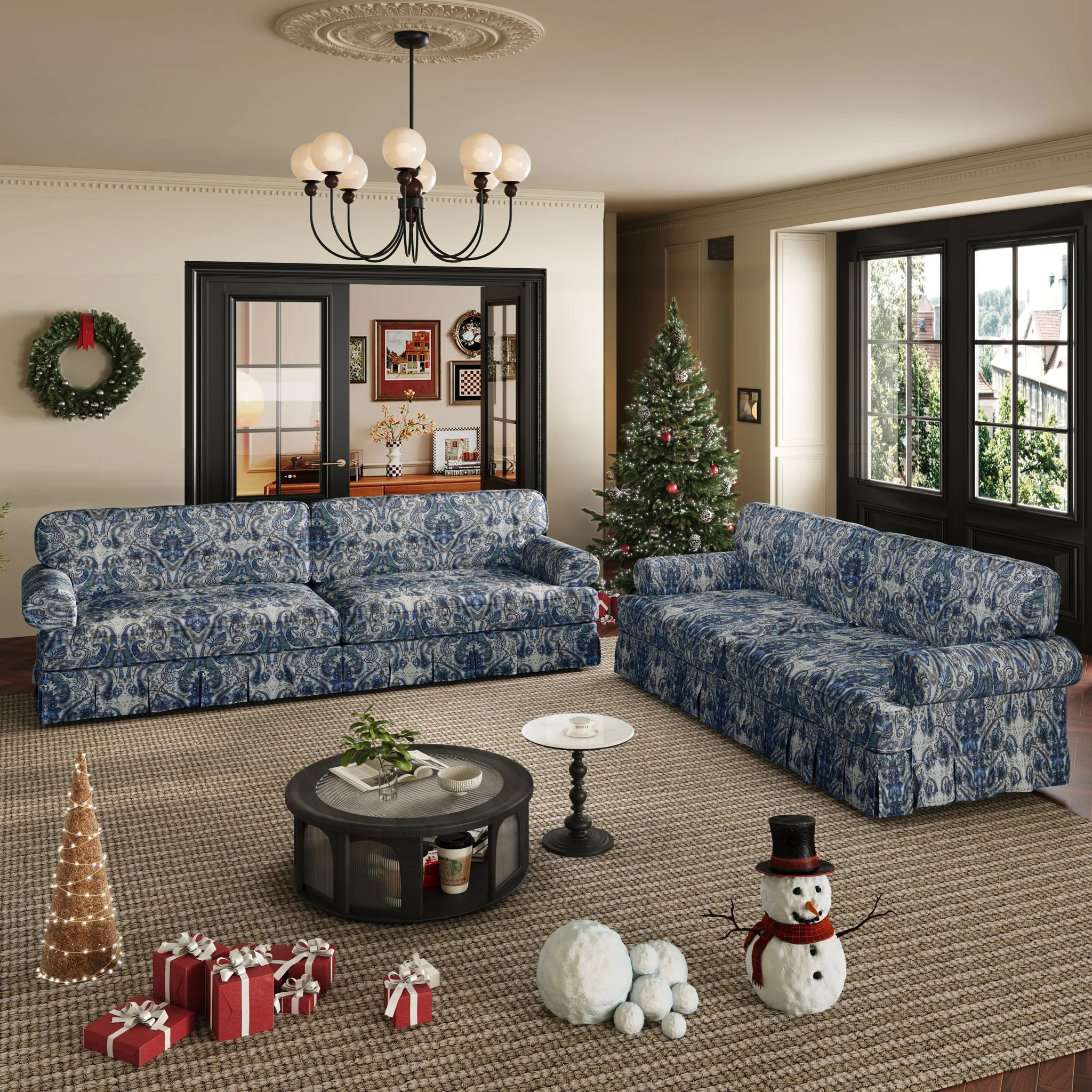 Luxuriously Comfortable Cloud Couch With Elegant Rolled Arms & Pleated Skirt Design - Image 24
