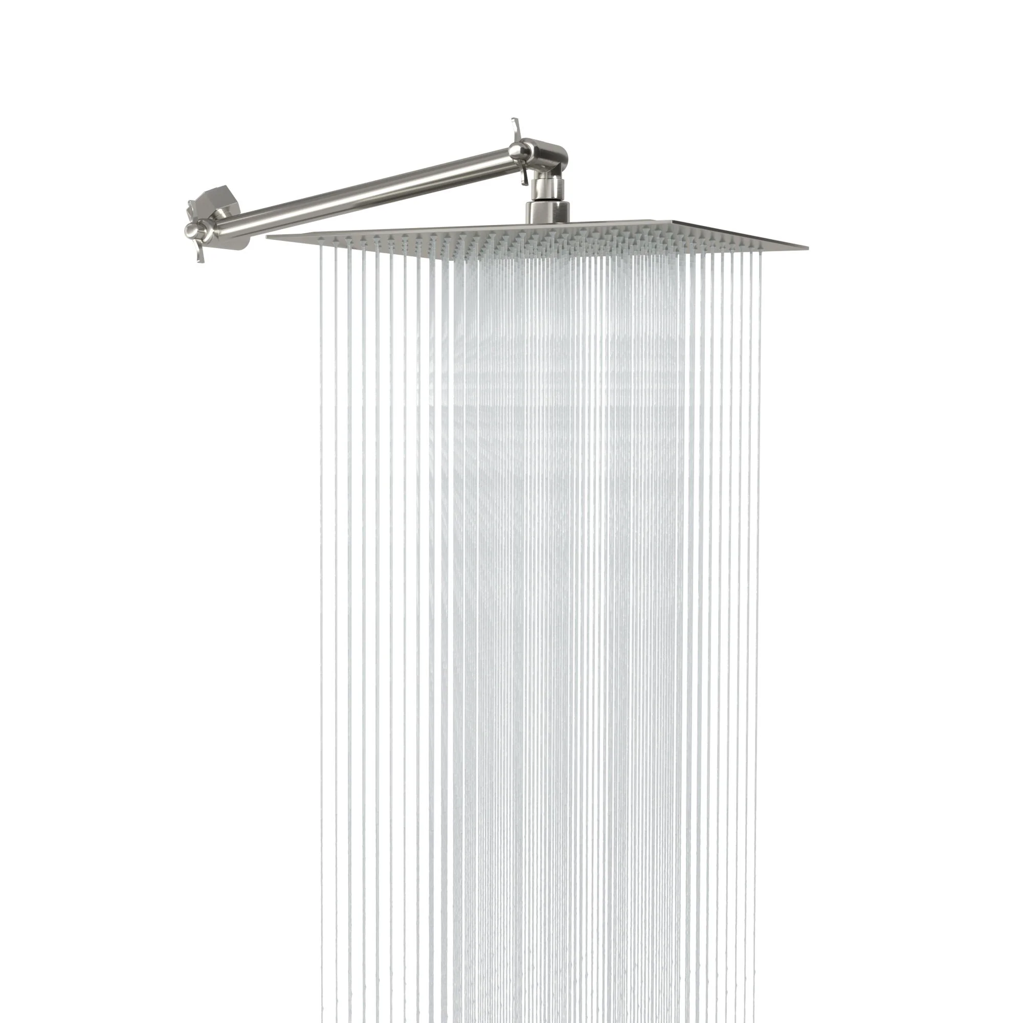 Luxury Rain Shower Head With Adjustable Arm, 10" Square, Stainless Steel - Brushed Nickel - Image 5