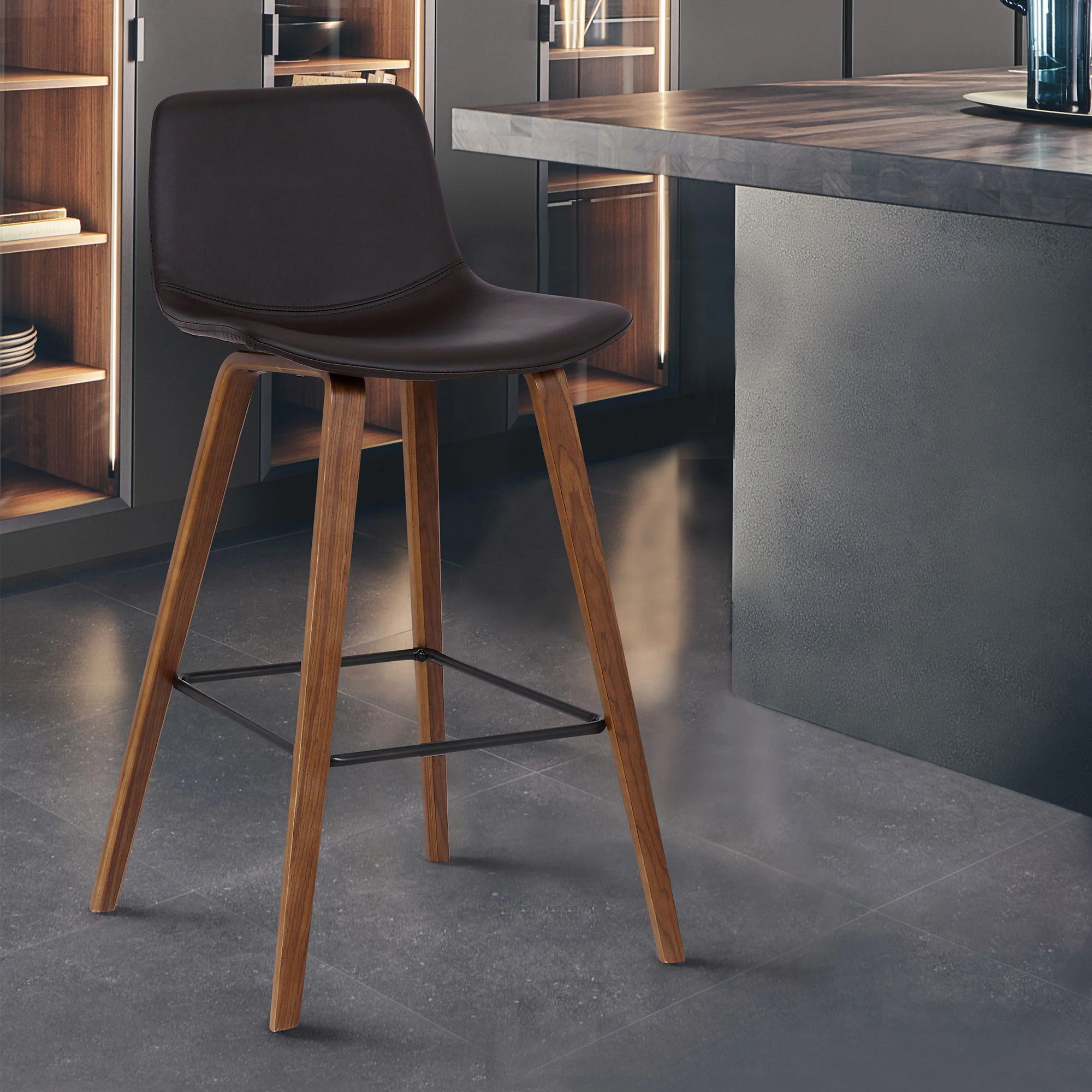 Maddie - 26" Contemporary Barstool - Walnut / Brown - Image 5