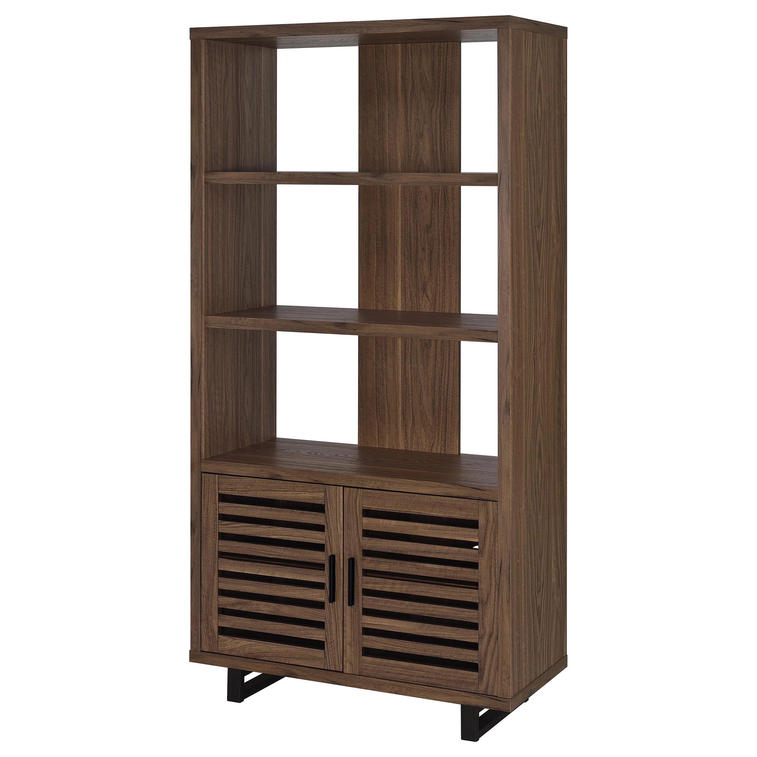 Maddox 71-Inch 3-Shelf Cabinet Bookcase in Walnut - Image 4