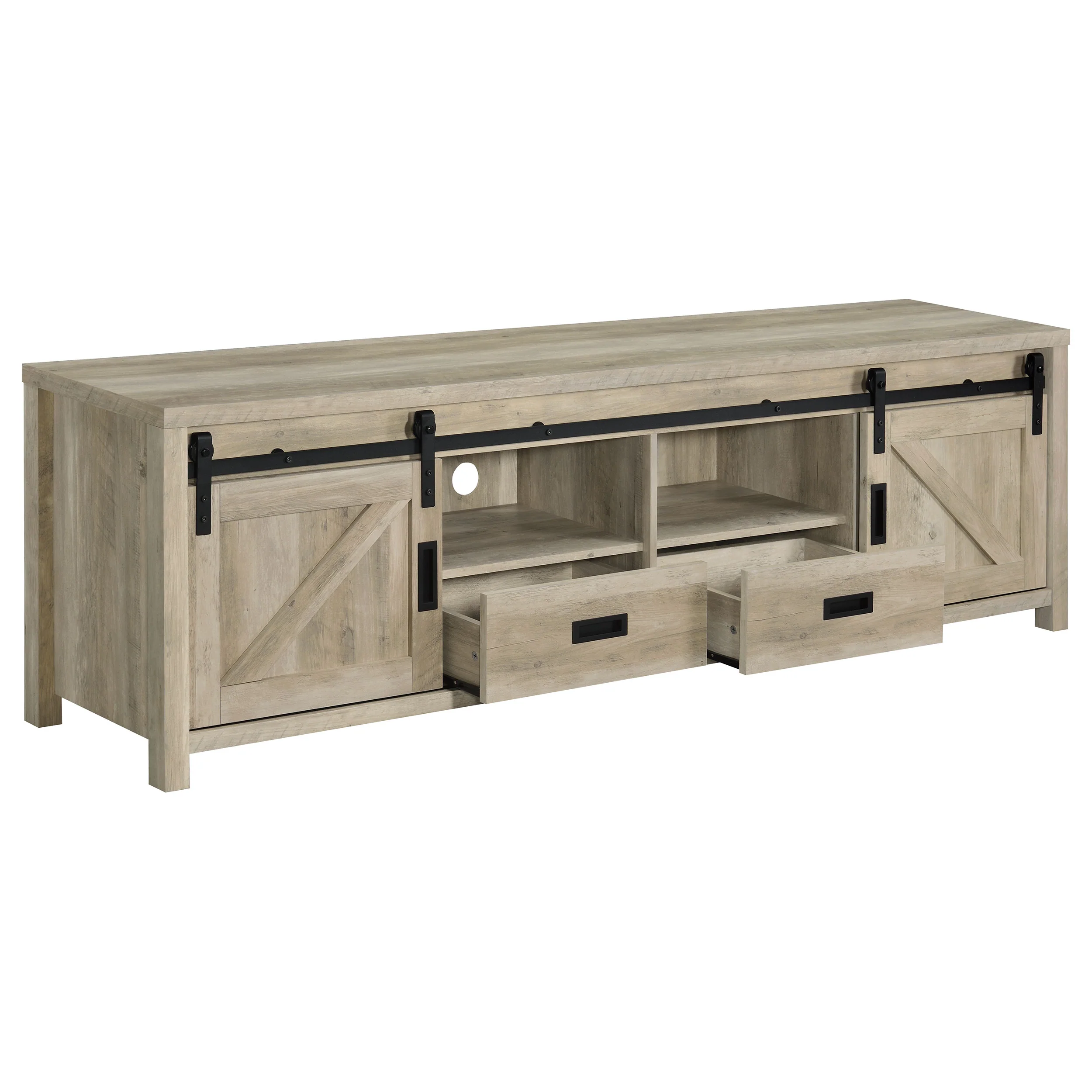 Madra 2-Door TV Stand 79 Inch Distressed Pine - Image 2