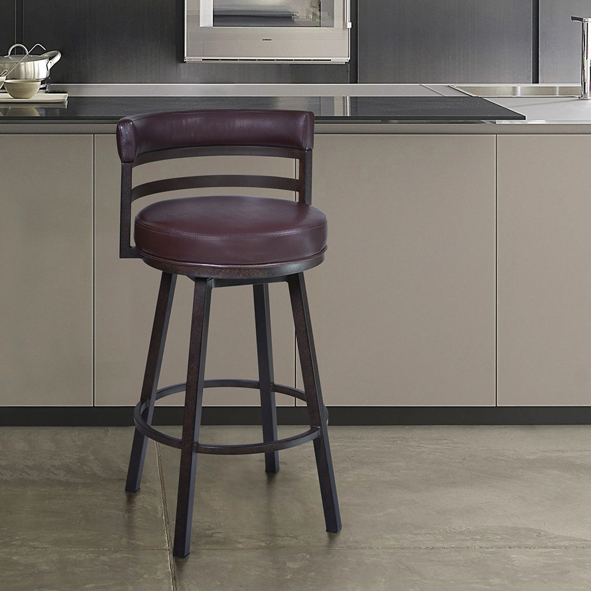 Madrid - 26" Barstool - Auburn Bay Finish With Brown Pu Upholstery - Image 9