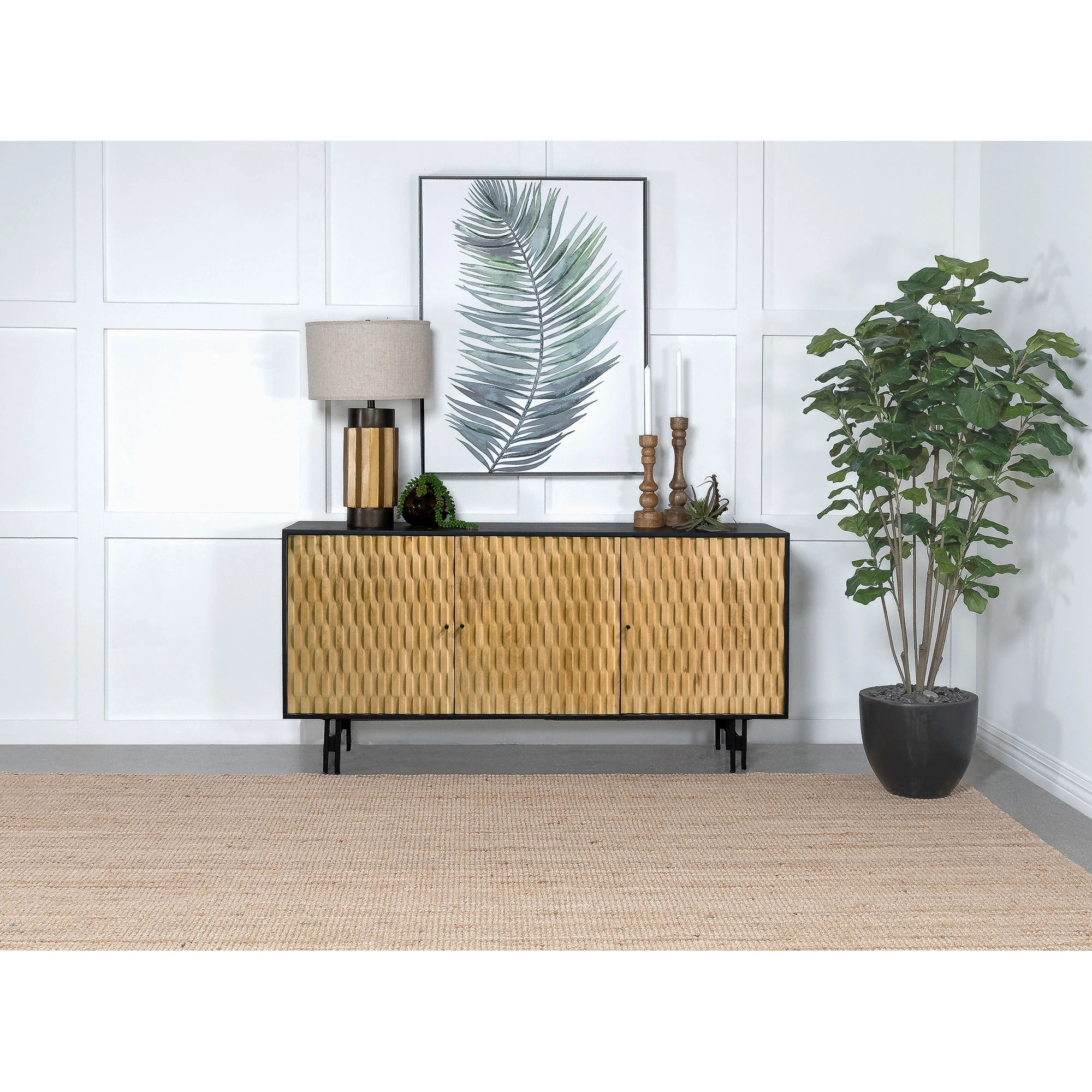 Madrid - 3 Door Accent Cabinet Doors - Natural / Black - Image 8