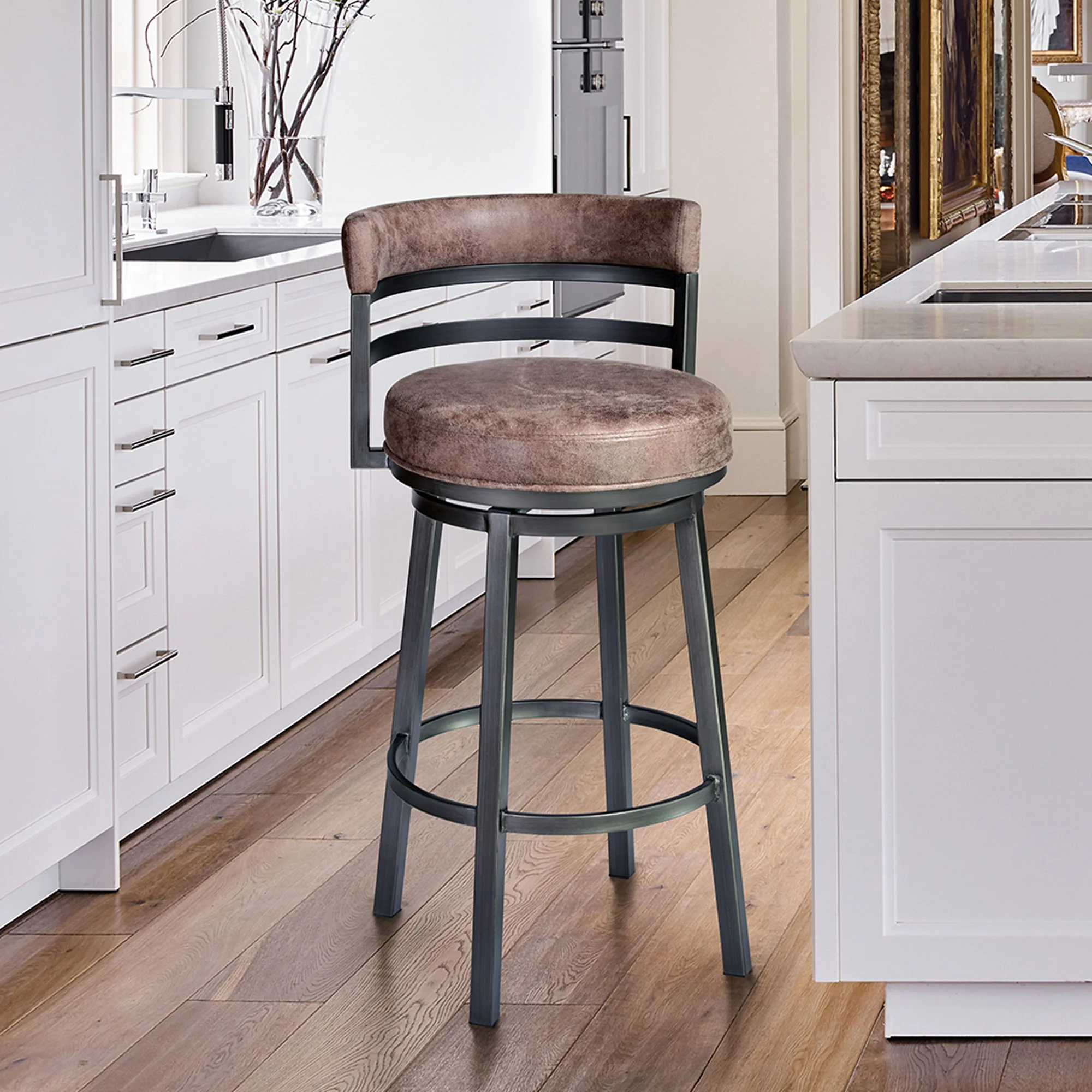 Madrid - 30" Barstool - Mineral Finish With Bandero Tobacco Upholstery - Image 5