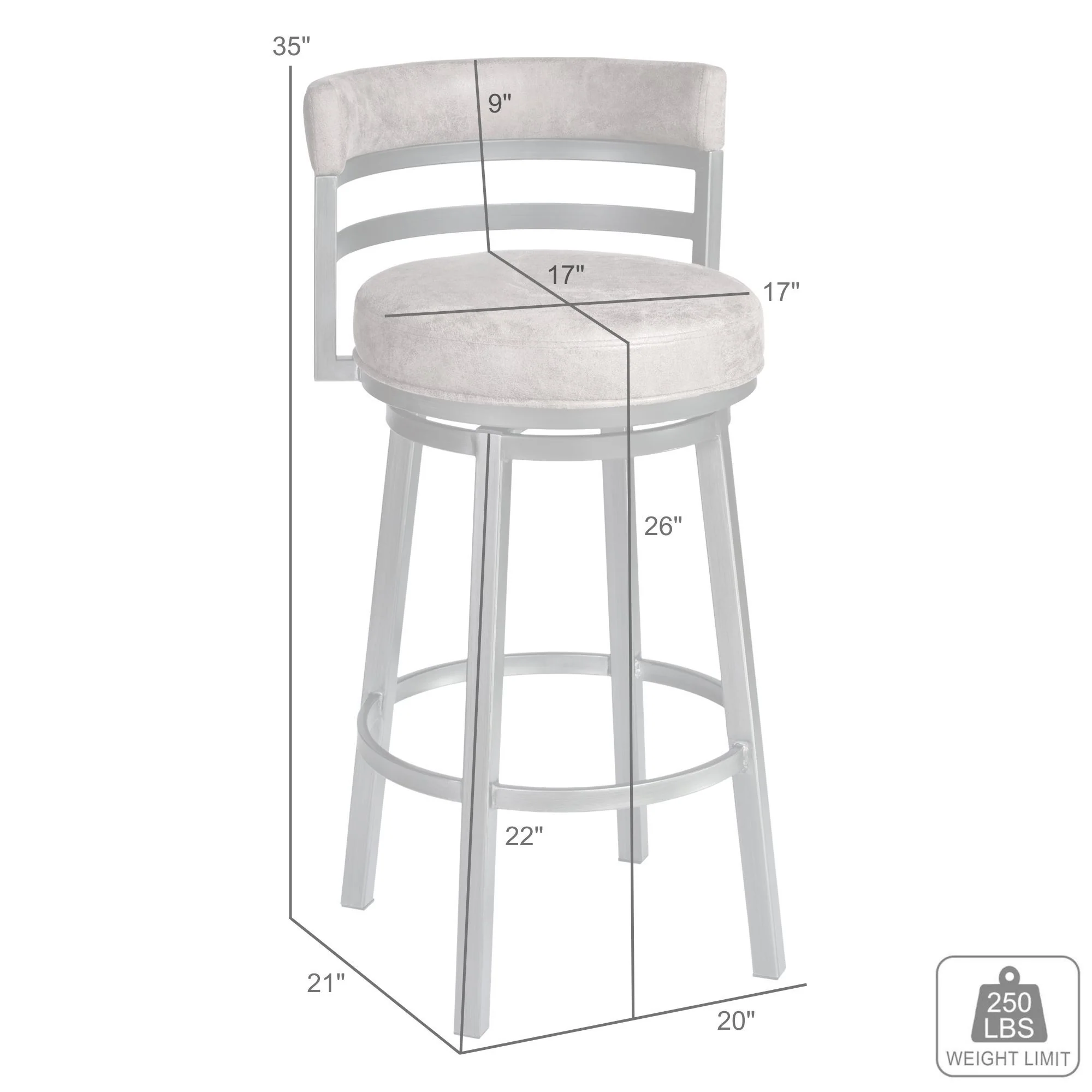 Madrid - Counter Height Swivel Bar Stool - Mineral - Image 21