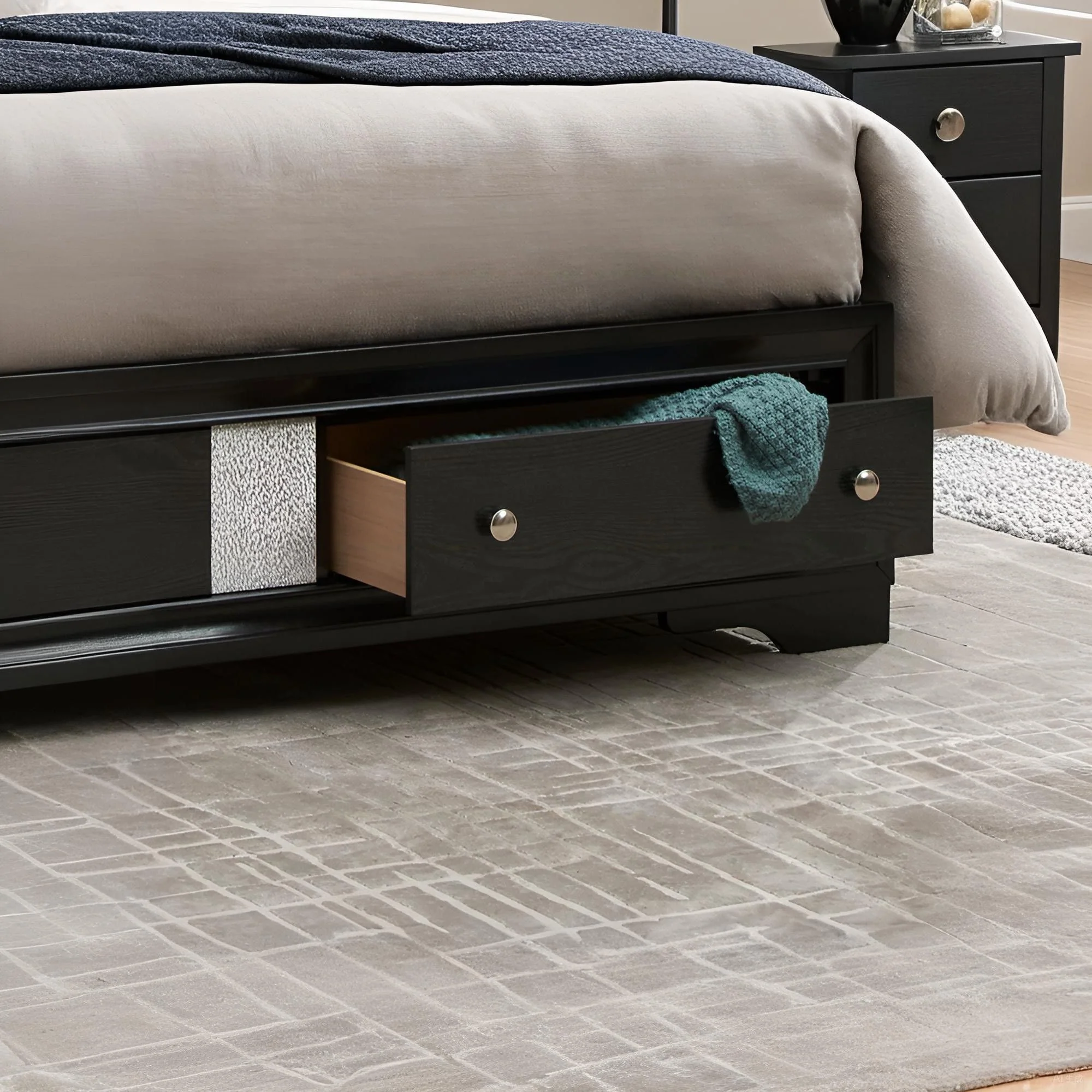 Madrid - Queen Bed With Storage Drawers And Nickel Handles - Black - Image 4