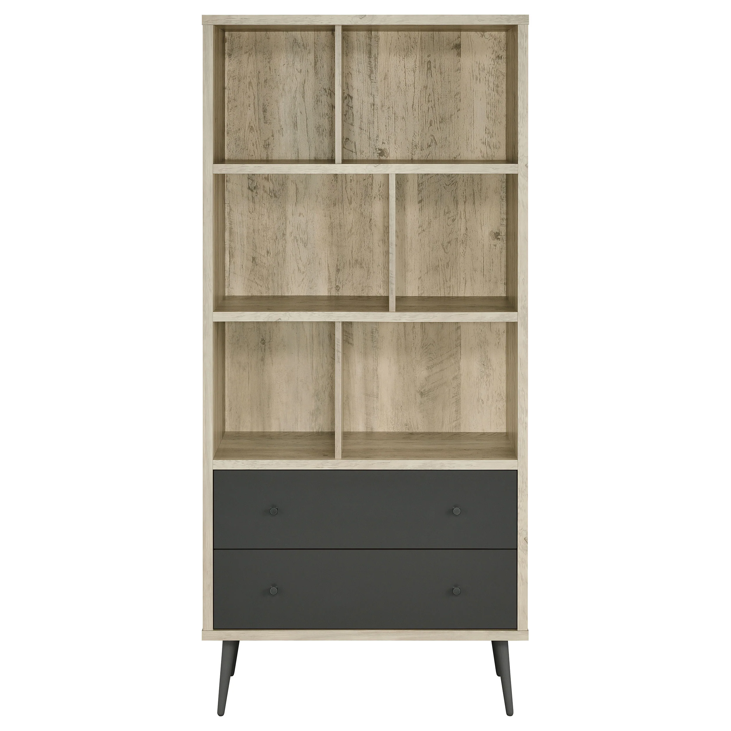 Maeve 70-inch 3-Shelf Bookcase with Drawers in Distressed Pine - Image 4